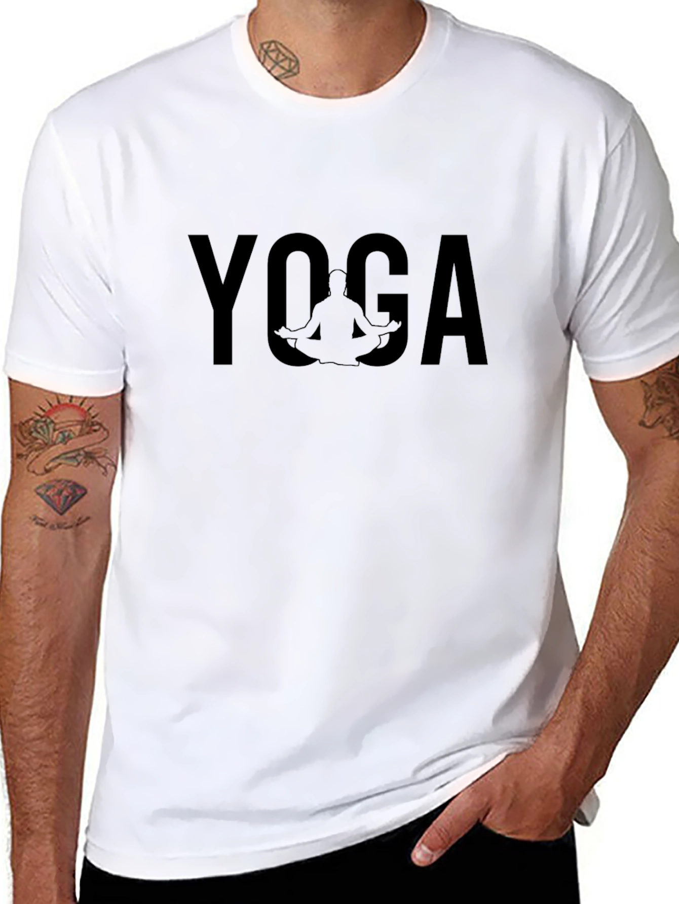 Yoga Pose Graphic Tee - Black Cotton T-Shirt