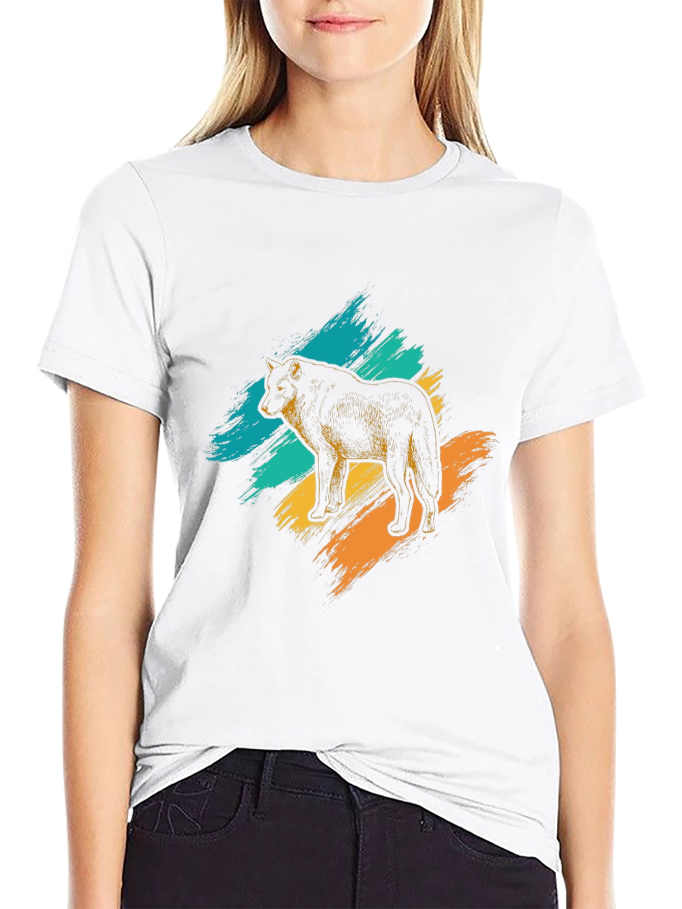 Wolf Graphic Print Mens Black T-Shirt