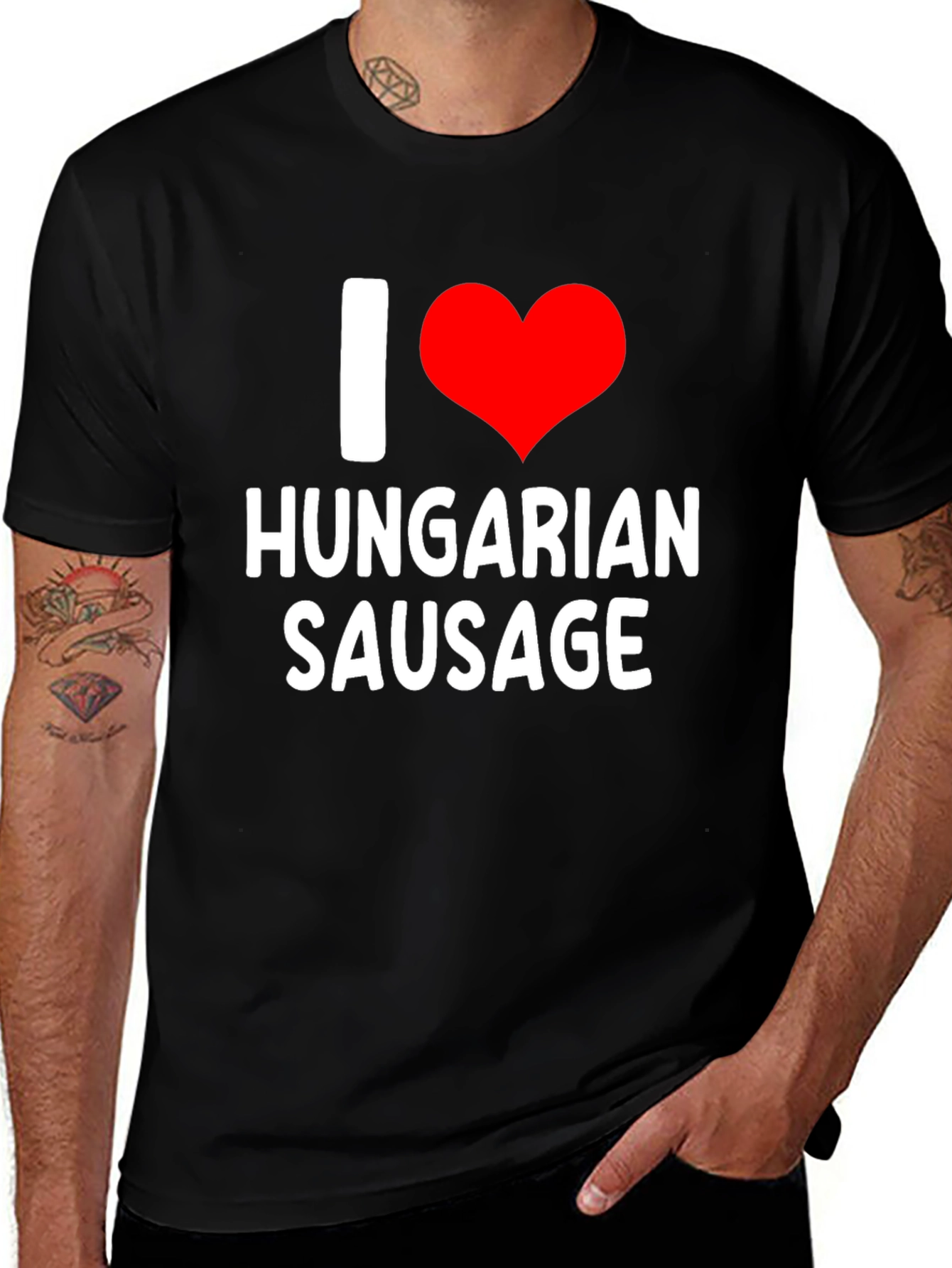 I Love Hungarian Sausage T-Shirt - Black