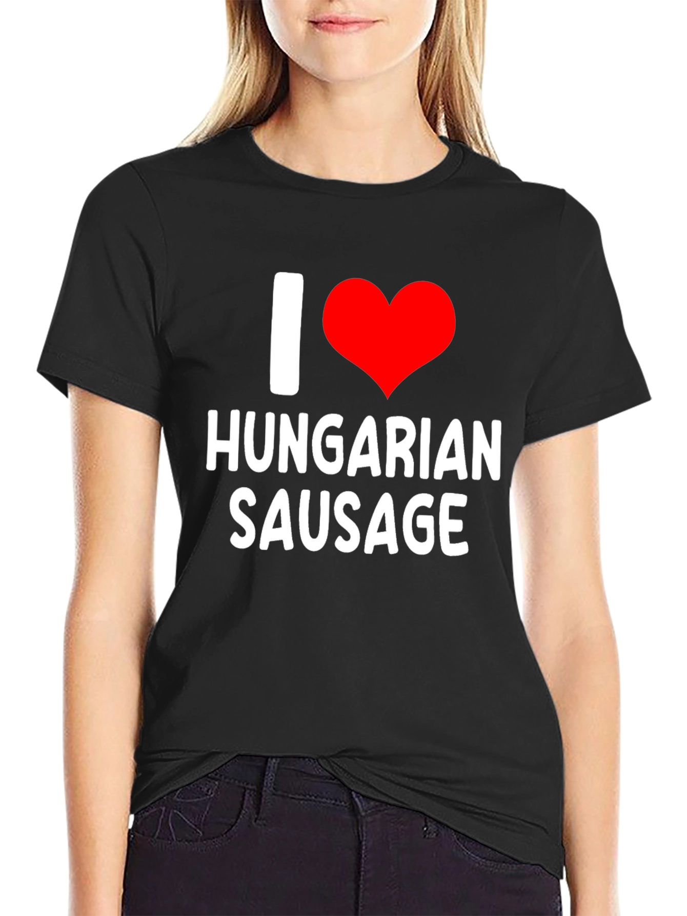 I Love Hungarian Sausage T-Shirt - Black