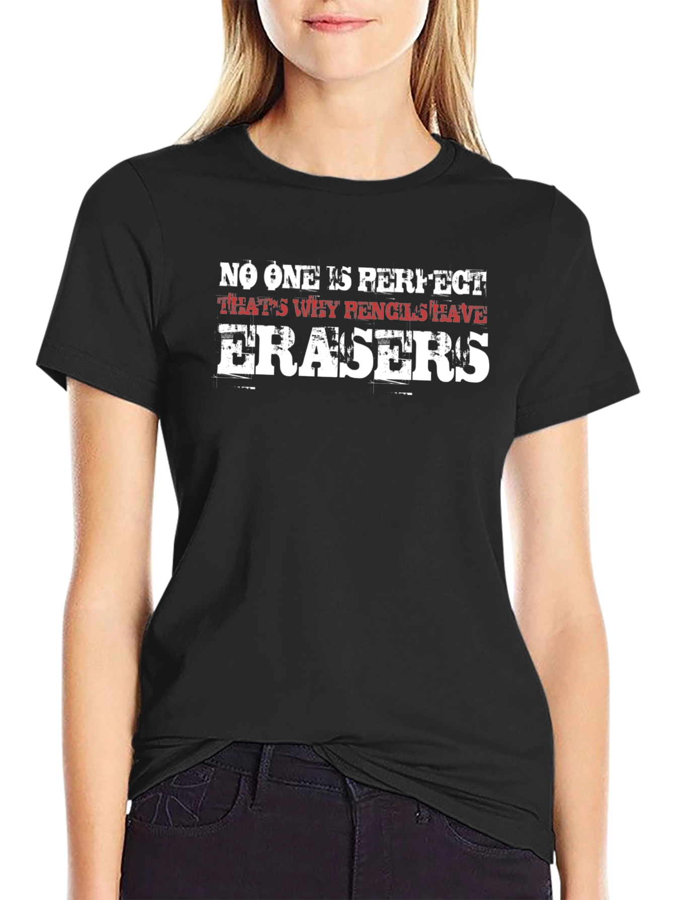 Humorous Erasers Graphic T-Shirt - Perfect Imperfection