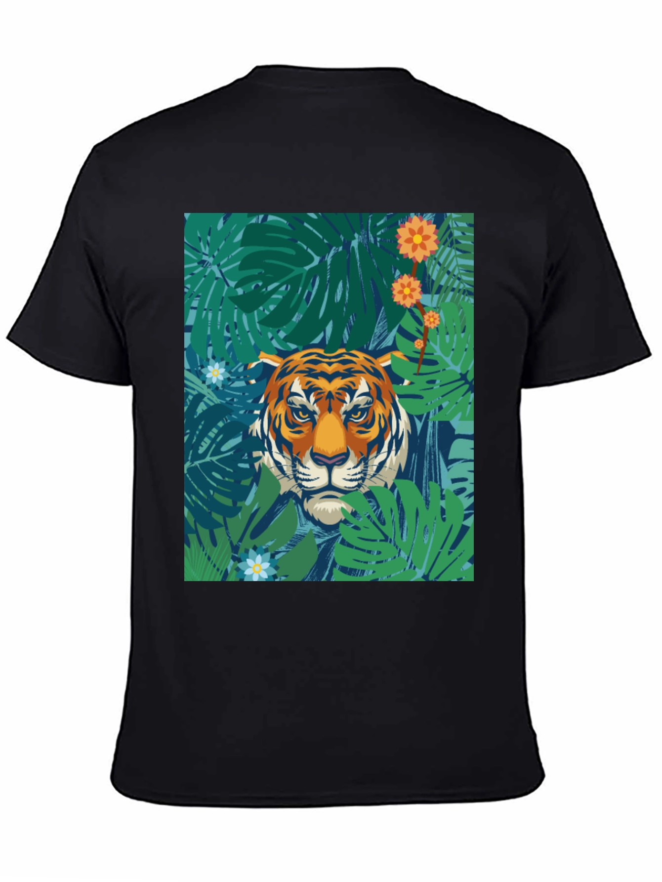Jungle Tiger Graphic Tee - Black Cotton T-Shirt
