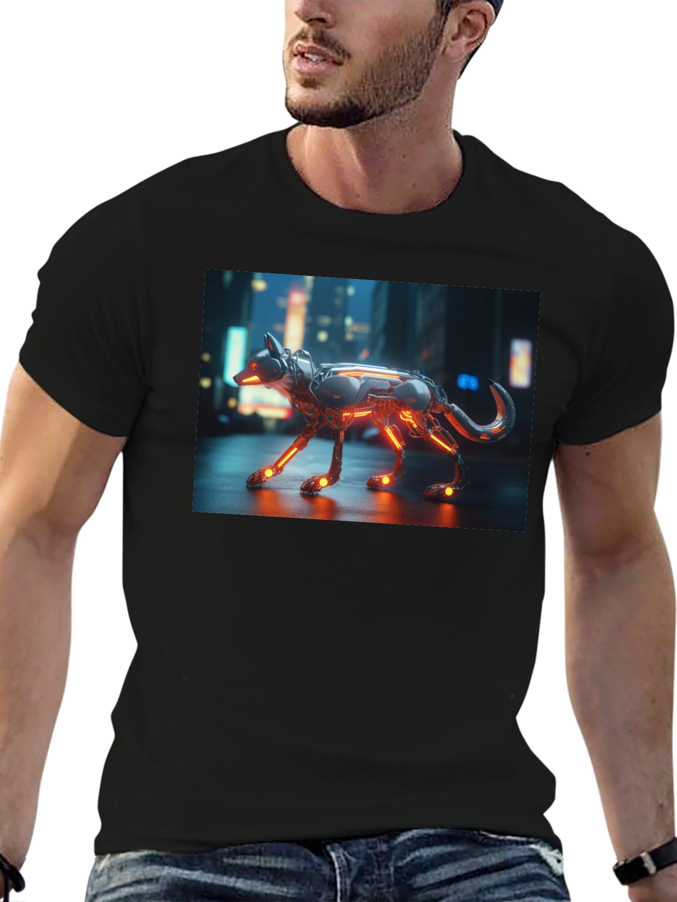 Cyberpunk Dog T-Shirt - Sci-Fi Pet Design