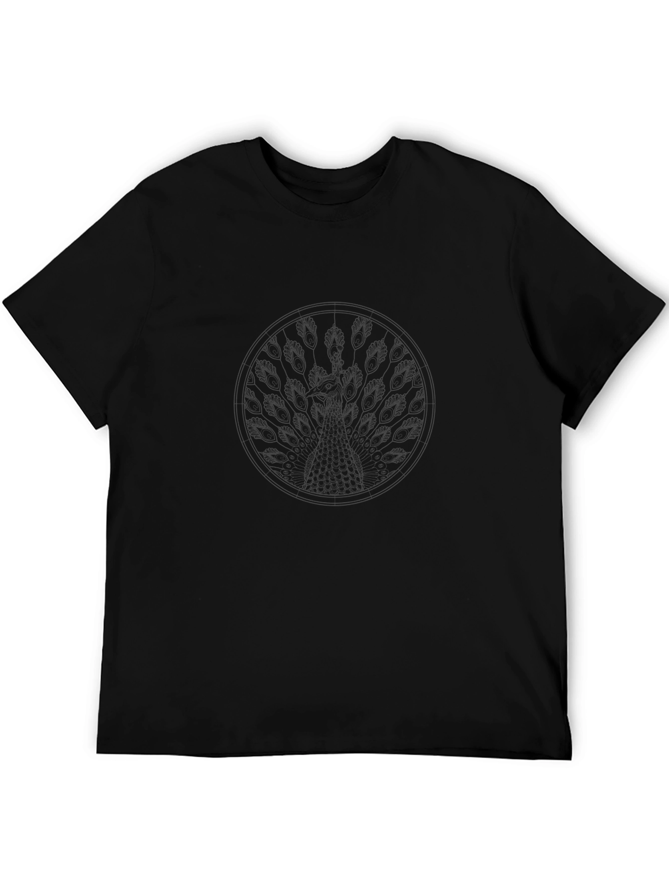 Mens Black Peacock Graphic Tee