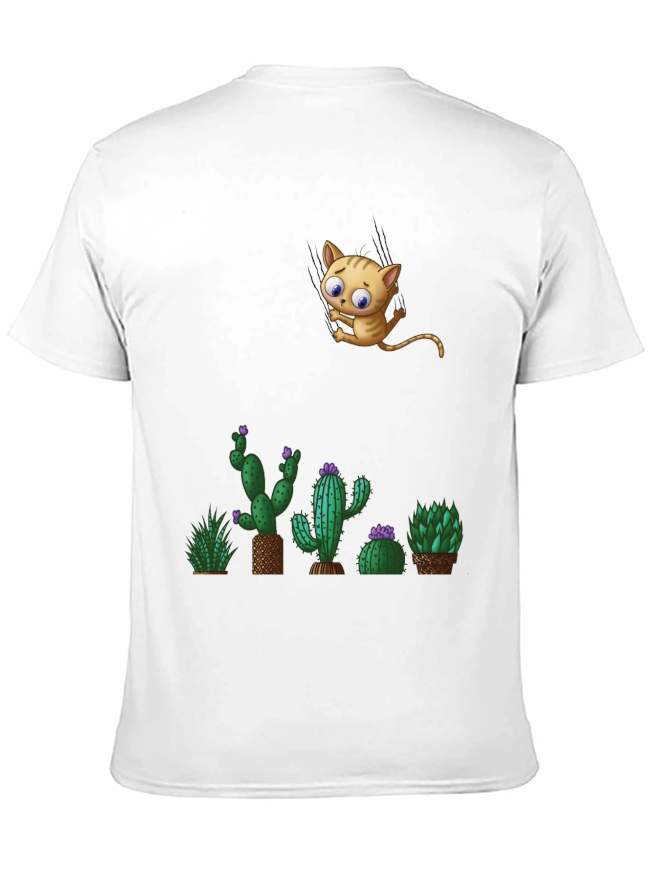 Cute Cat & Cactus T-Shirt - Unique Graphic Tee