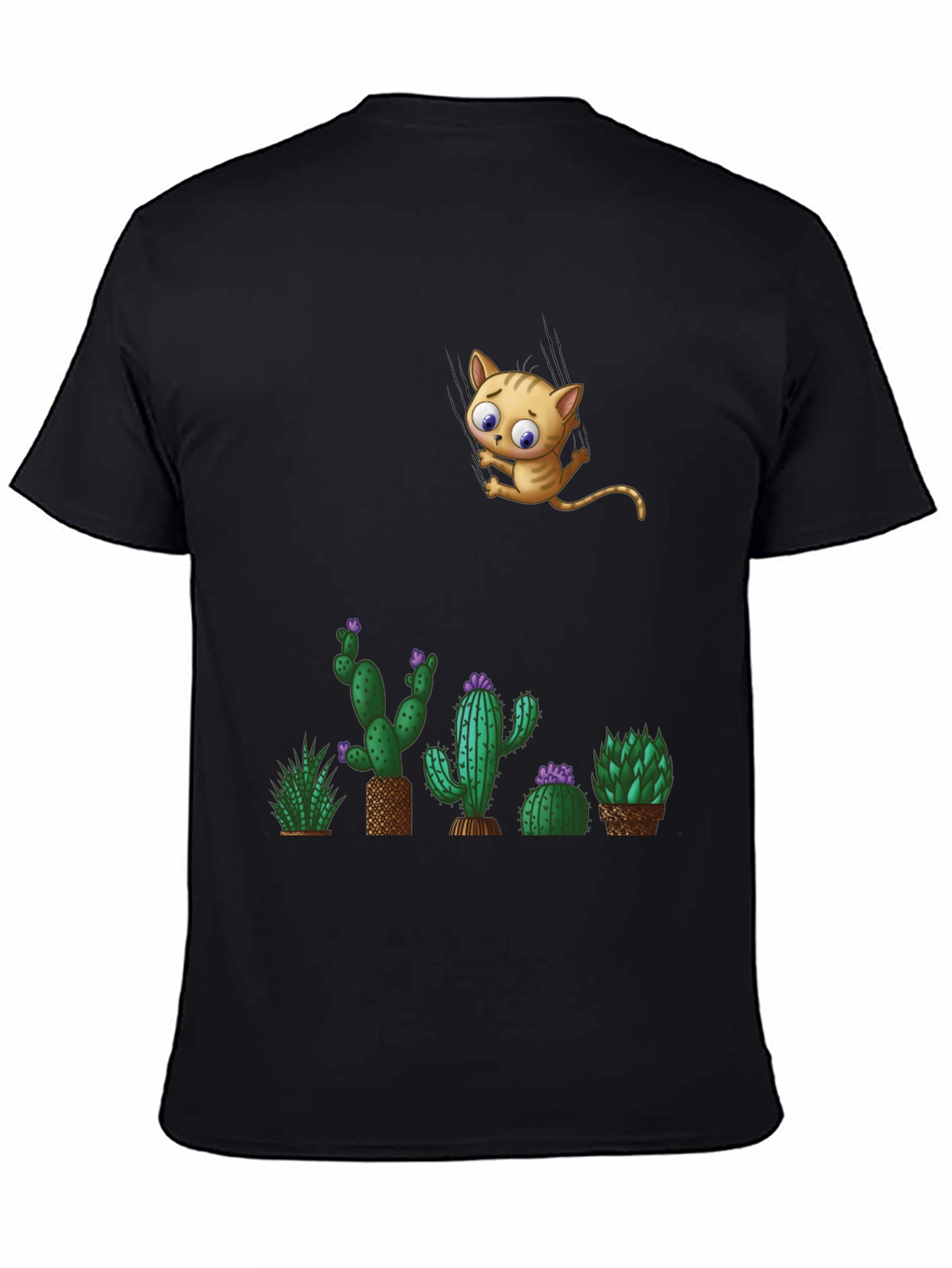 Cute Cat & Cactus T-Shirt - Unique Graphic Tee
