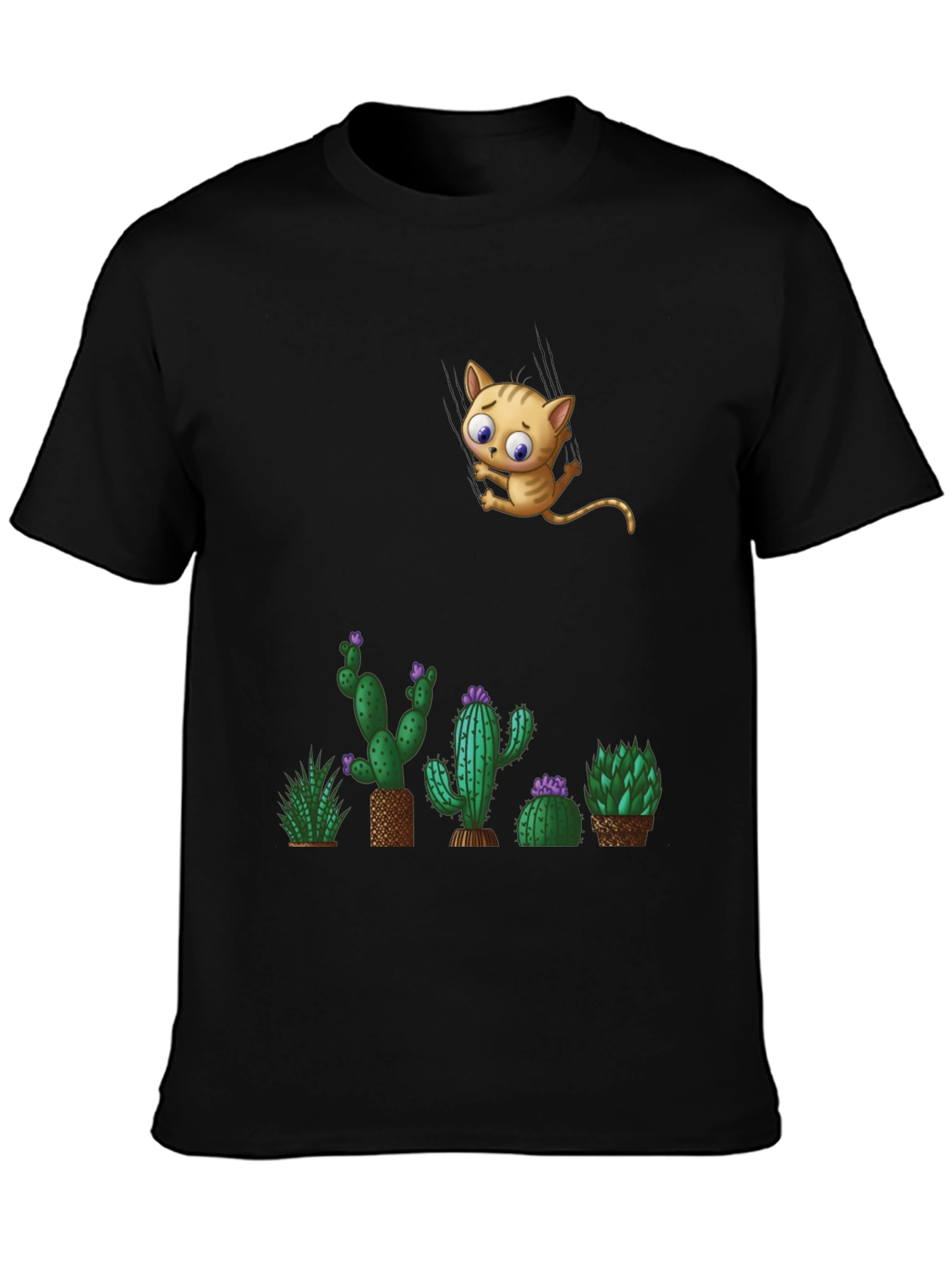 Cute Cat & Cactus T-Shirt - Unique Graphic Tee