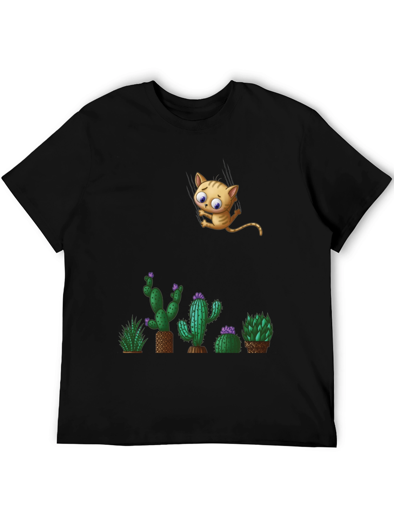 Cute Cat & Cactus T-Shirt - Unique Graphic Tee