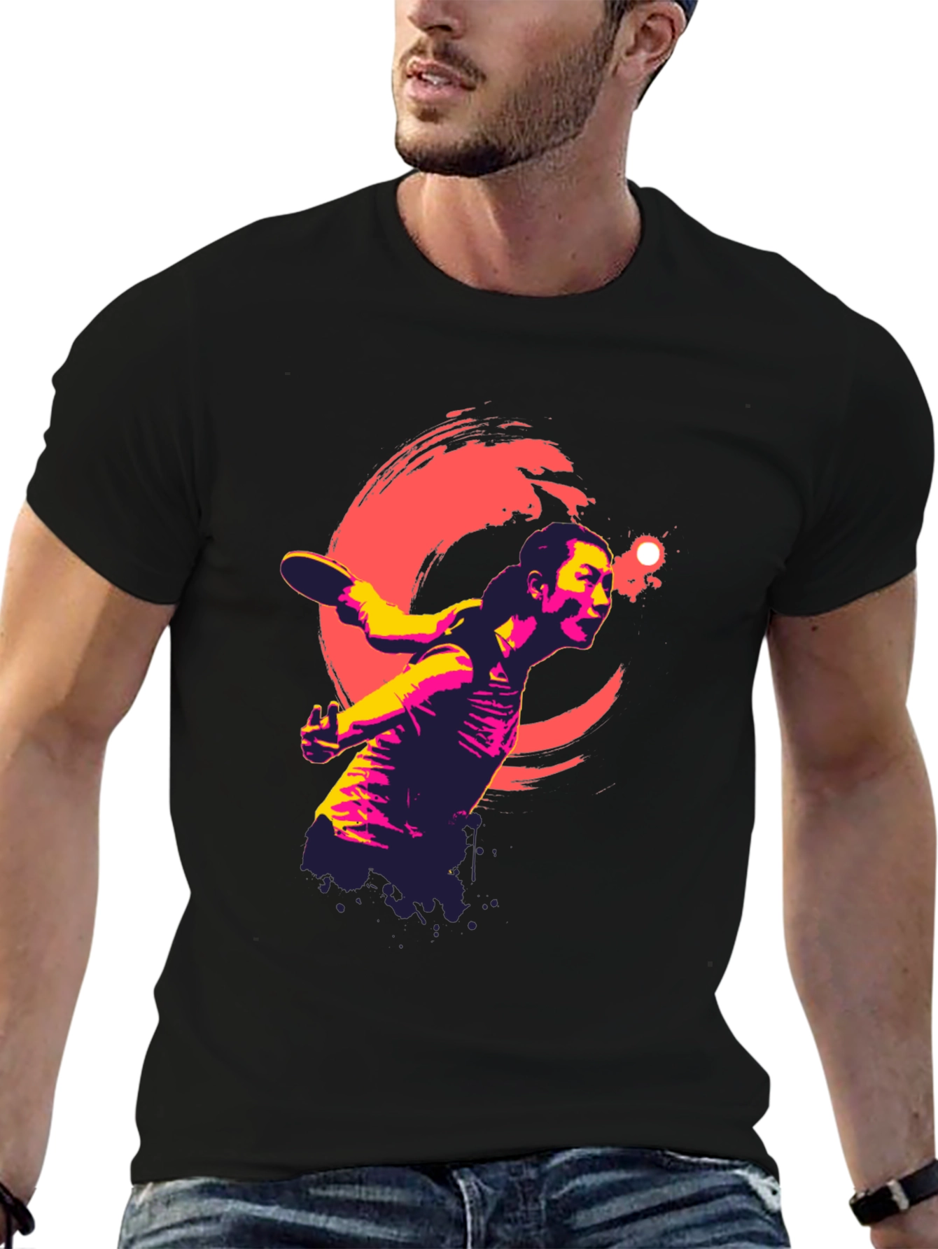 Ping Pong Player Graphic Tee - Modern Athlete Design