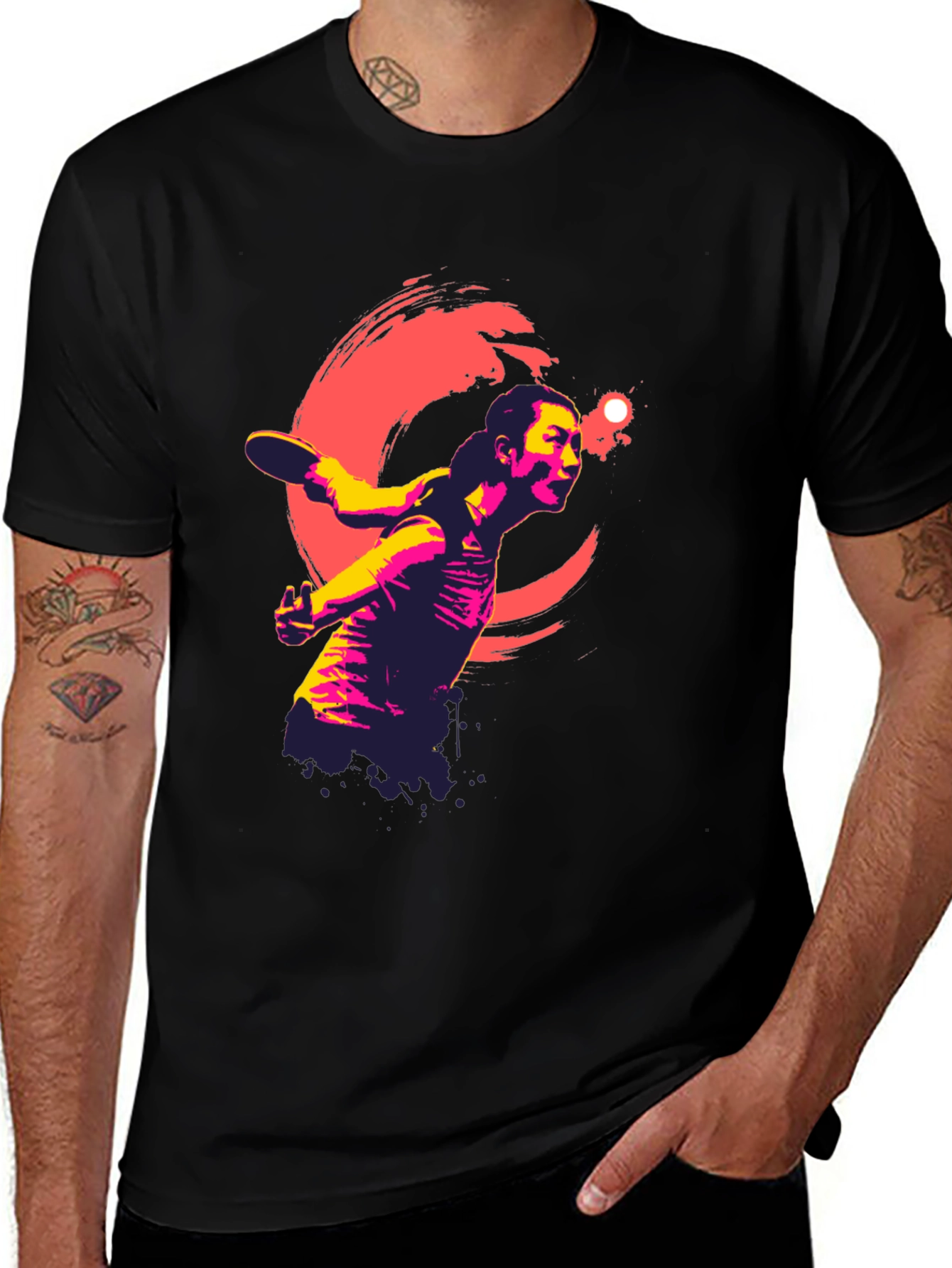 Ping Pong Player Graphic Tee - Modern Athlete Design