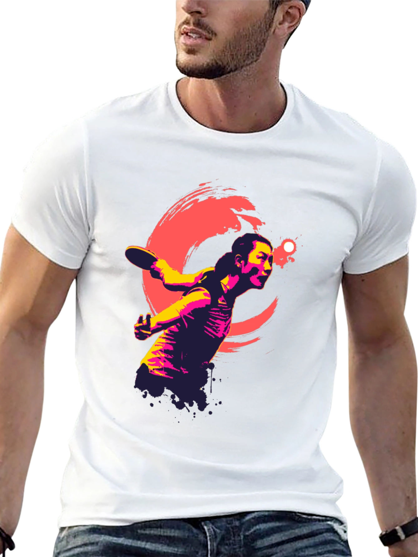 Ping Pong Player Graphic Tee - Modern Athlete Design
