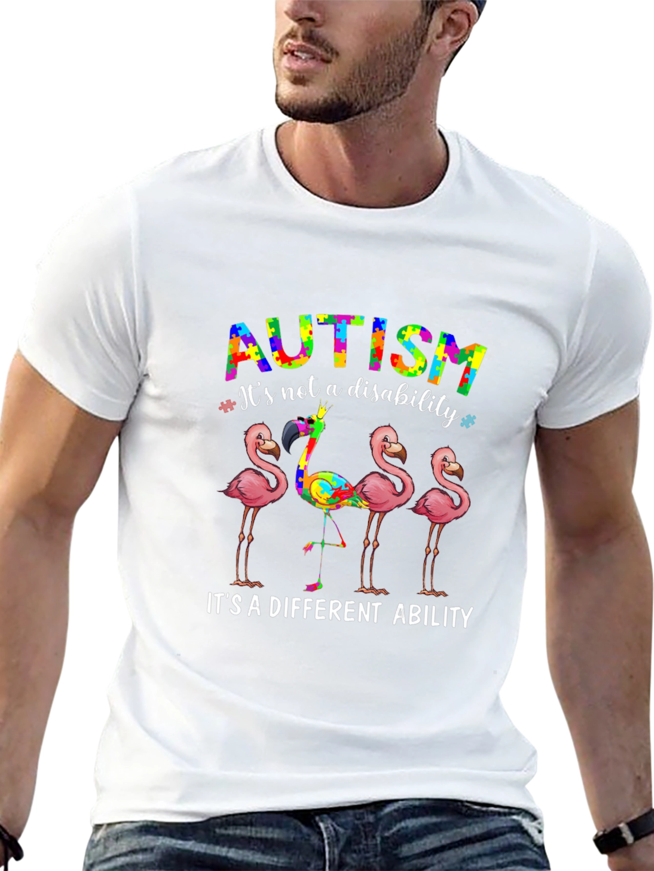 Autism Awareness Flamingo Graphic T-Shirt