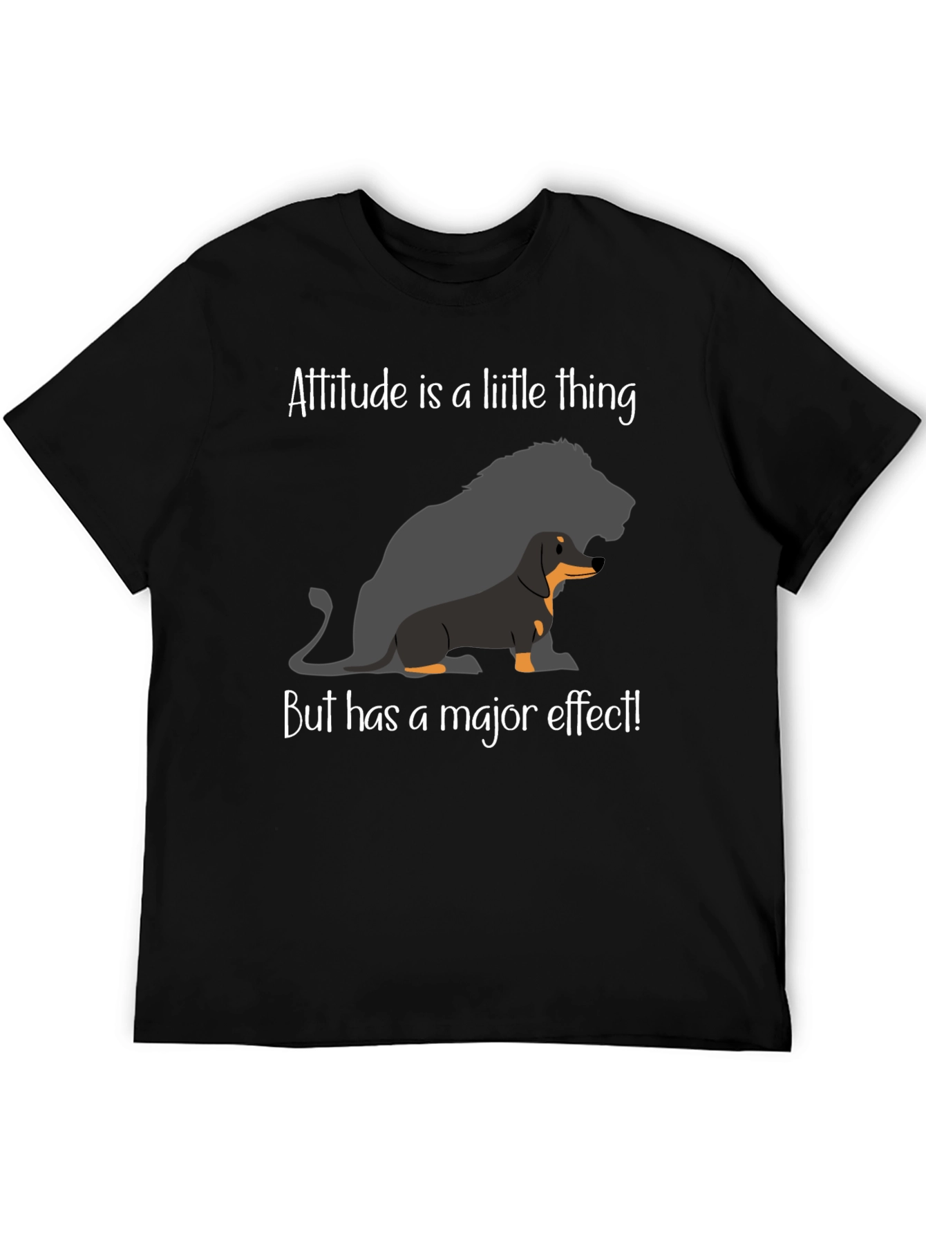 Attitude Dachshund Lion Black T-Shirt