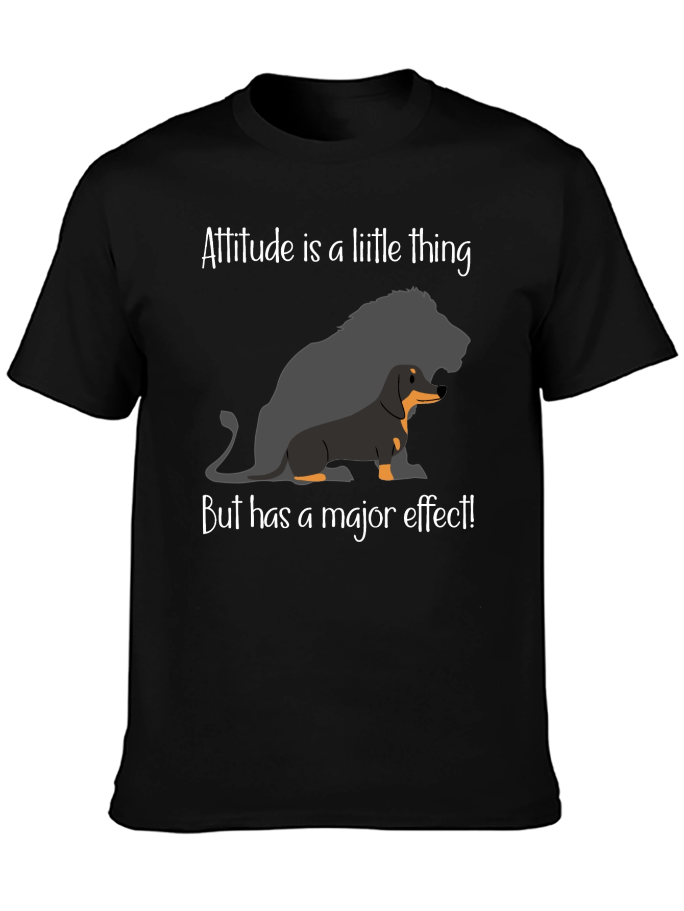 Attitude Dachshund Lion Black T-Shirt