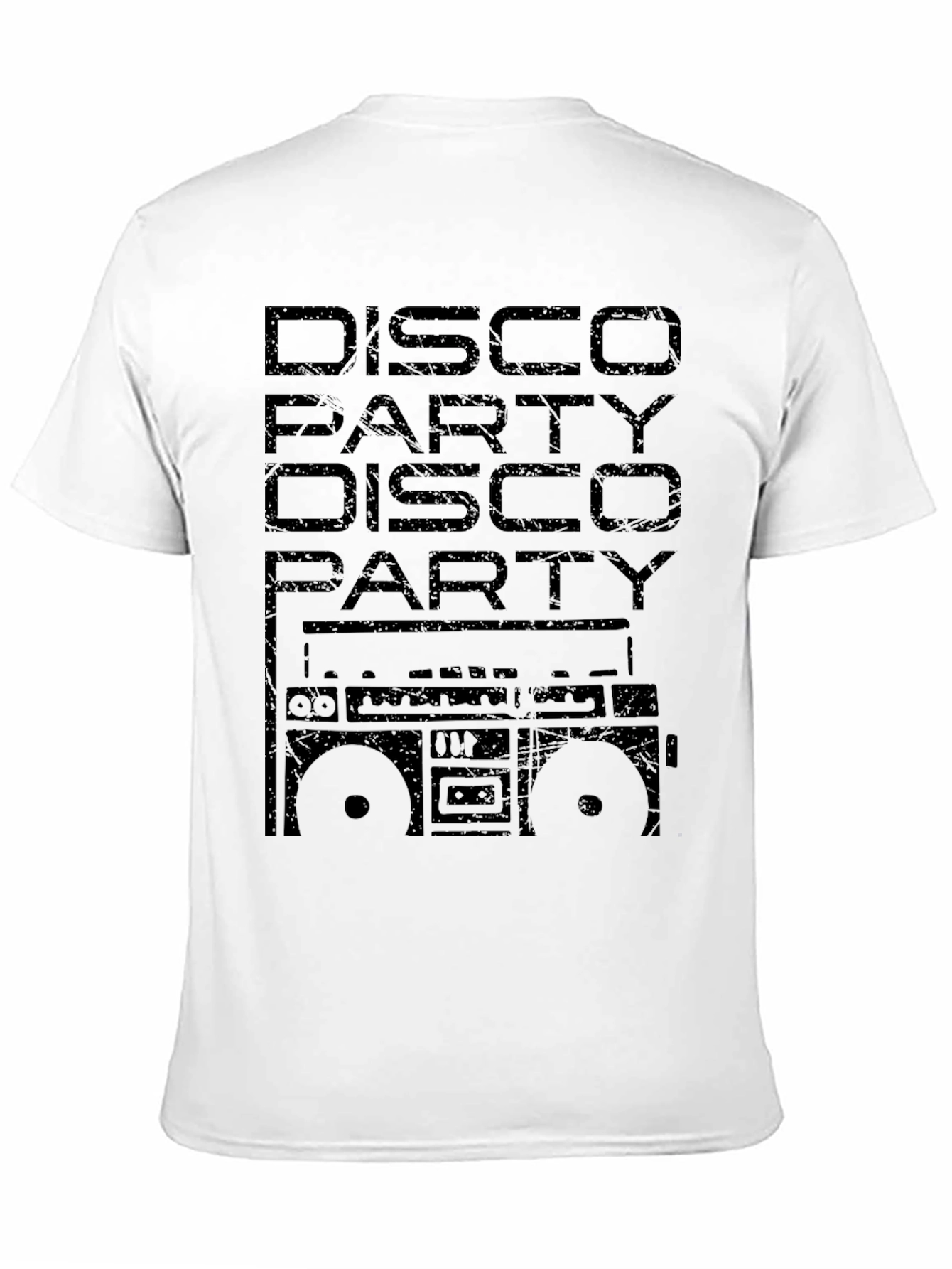 Disco Party Boombox Graphic Black T-Shirt