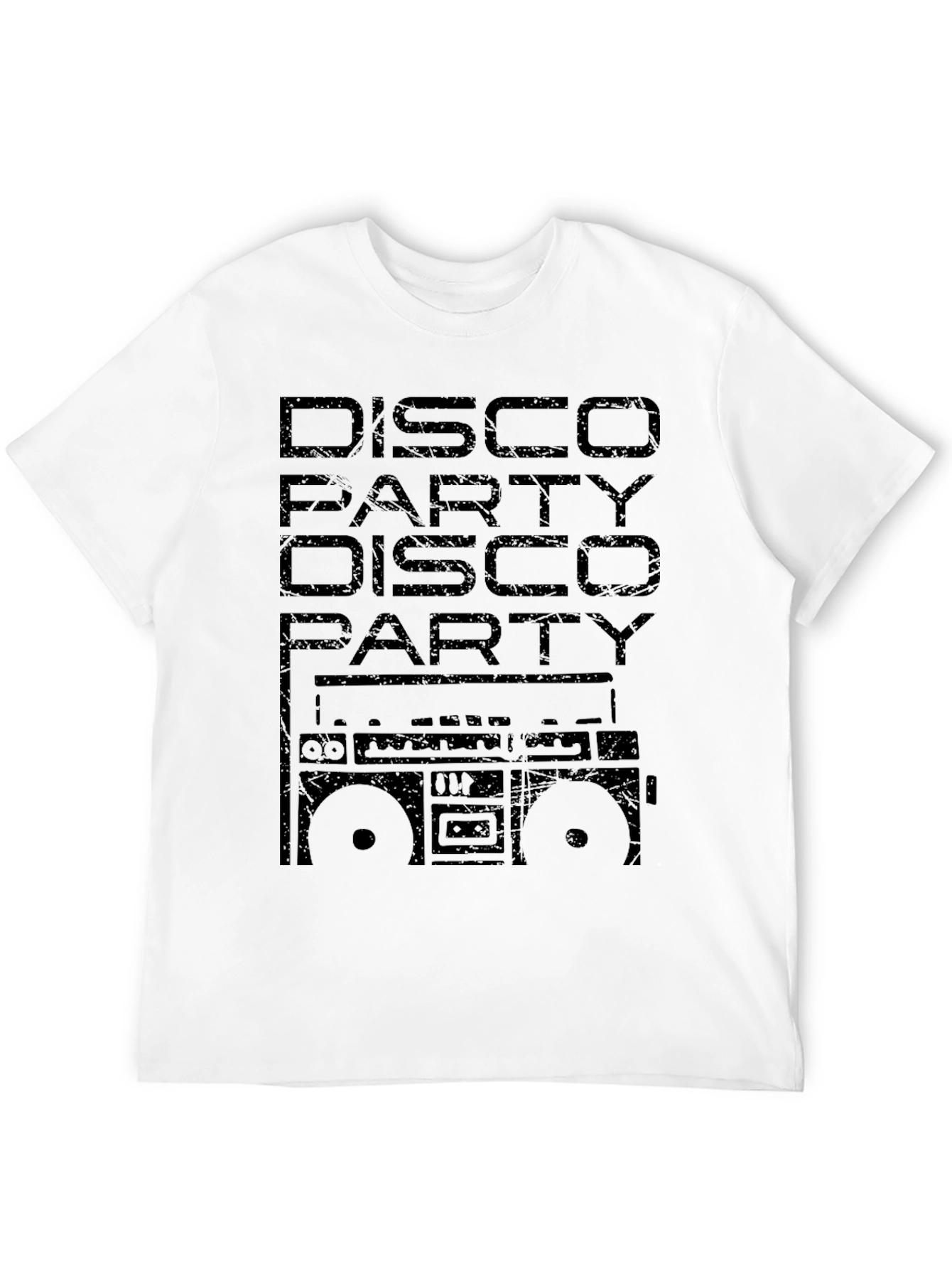 Disco Party Boombox Graphic Black T-Shirt