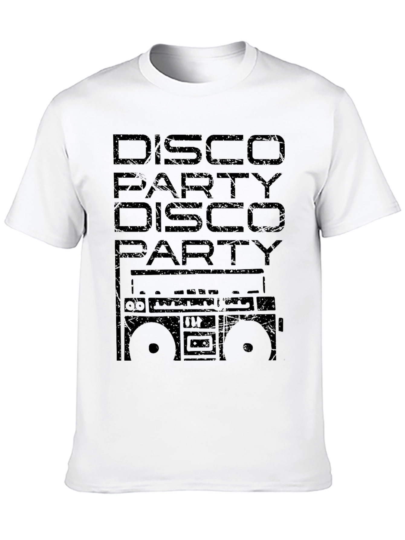 Disco Party Boombox Graphic Black T-Shirt