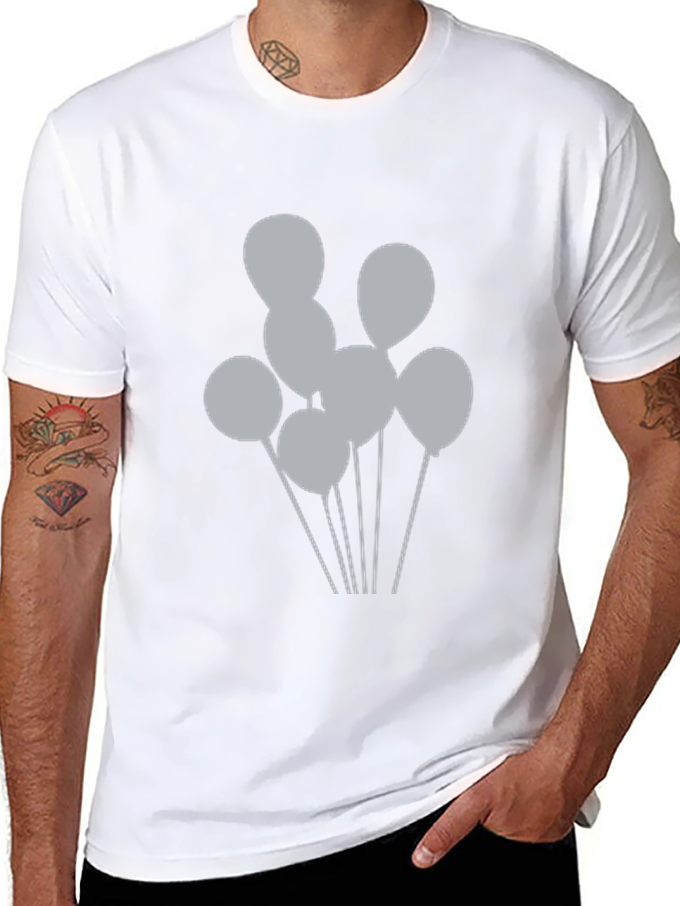 Balloon Graphic Tee - Casual Black Shirt