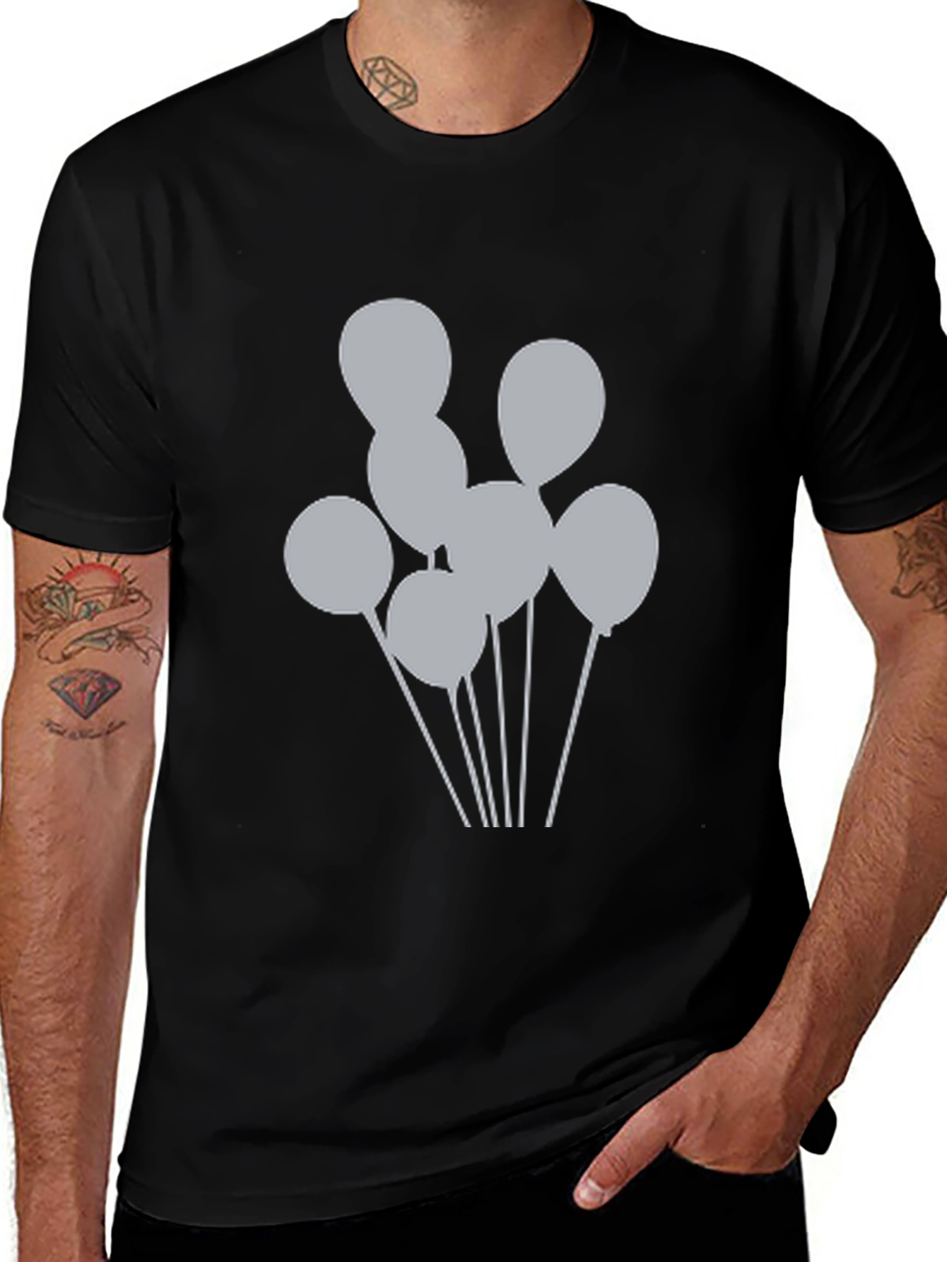 Balloon Graphic Tee - Casual Black Shirt