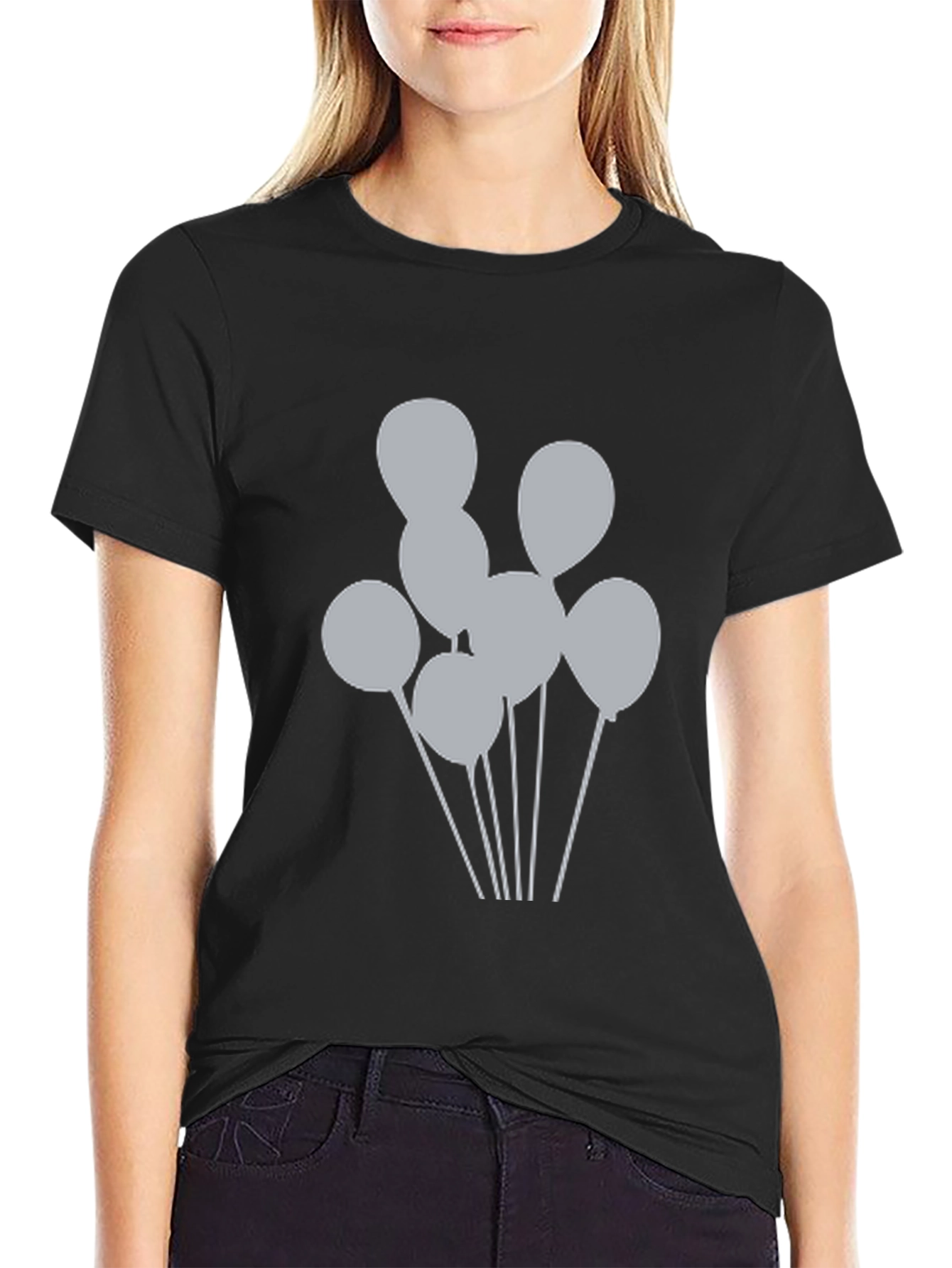 Balloon Graphic Tee - Casual Black Shirt