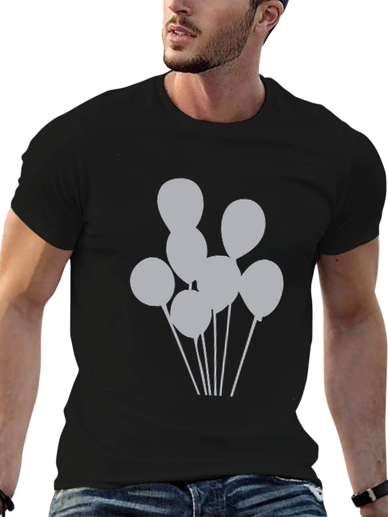 Balloon Graphic Tee - Casual Black Shirt