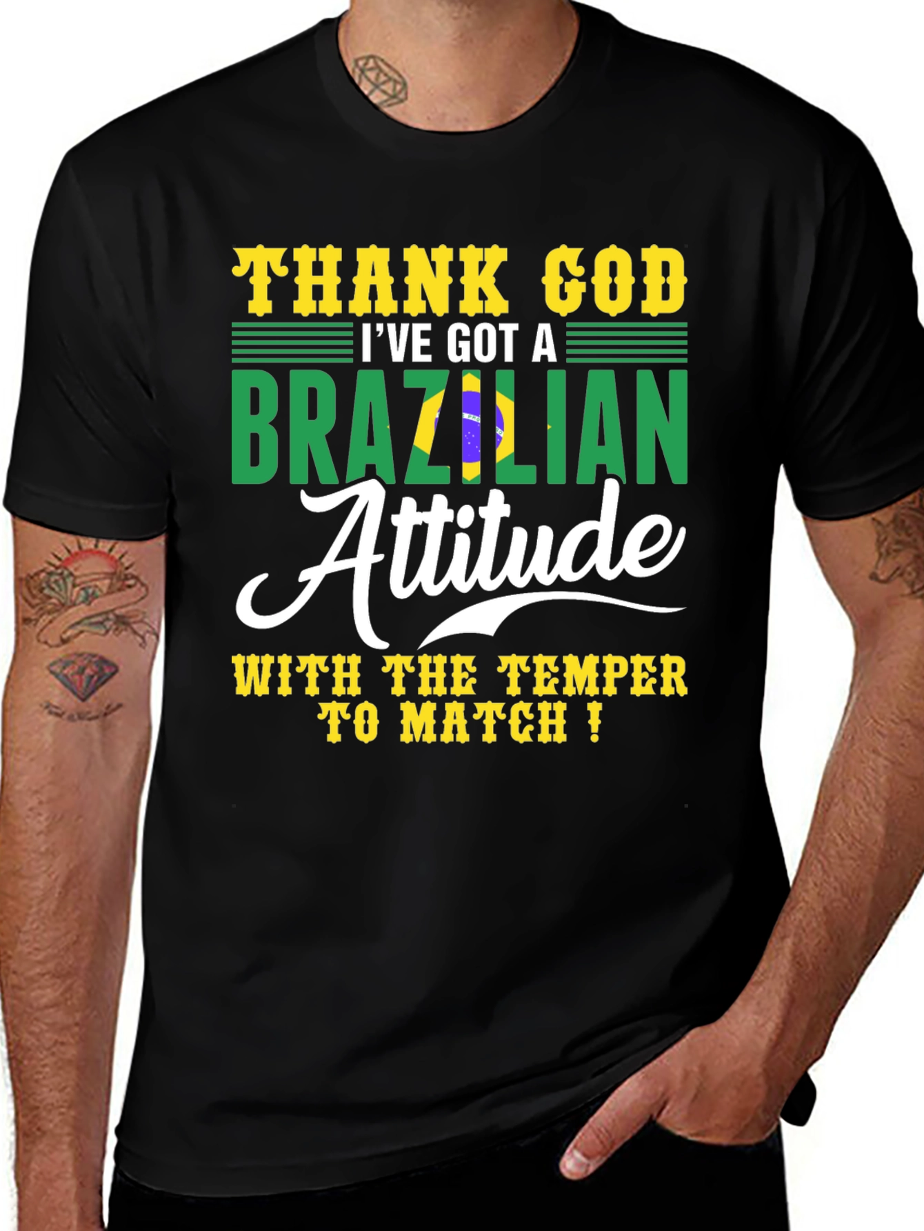 Brazilian Attitude Graphic Tee - Black