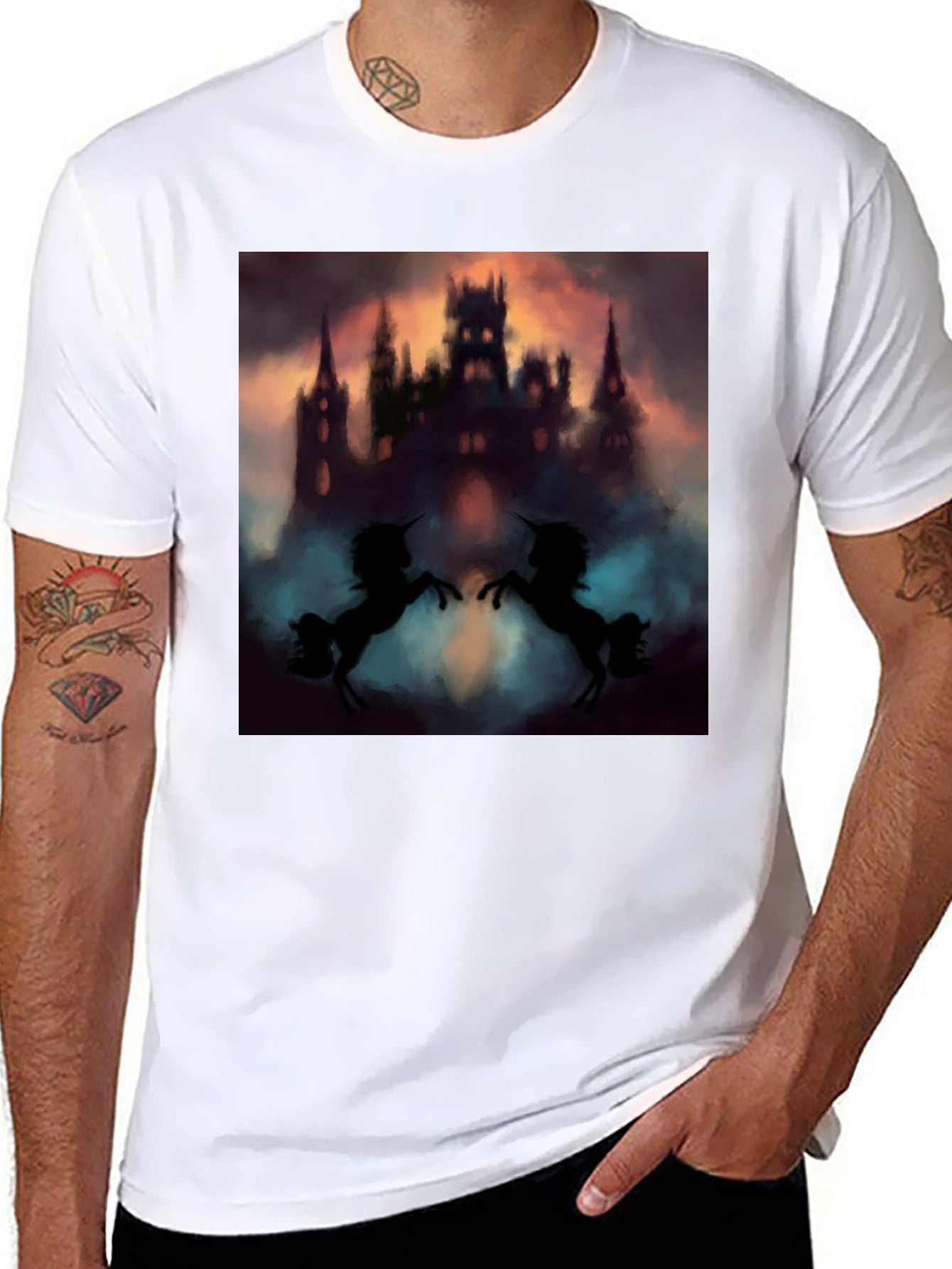 Mystical Castle Unicorn Black T-Shirt