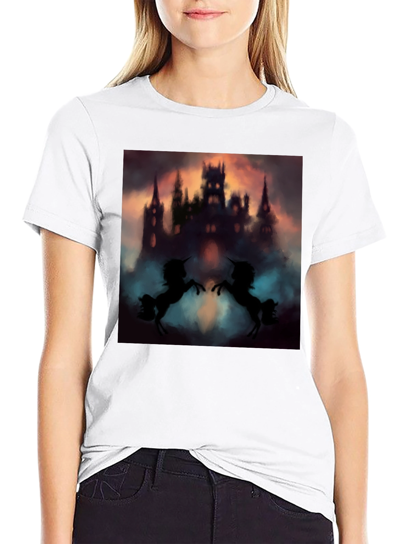 Mystical Castle Unicorn Black T-Shirt