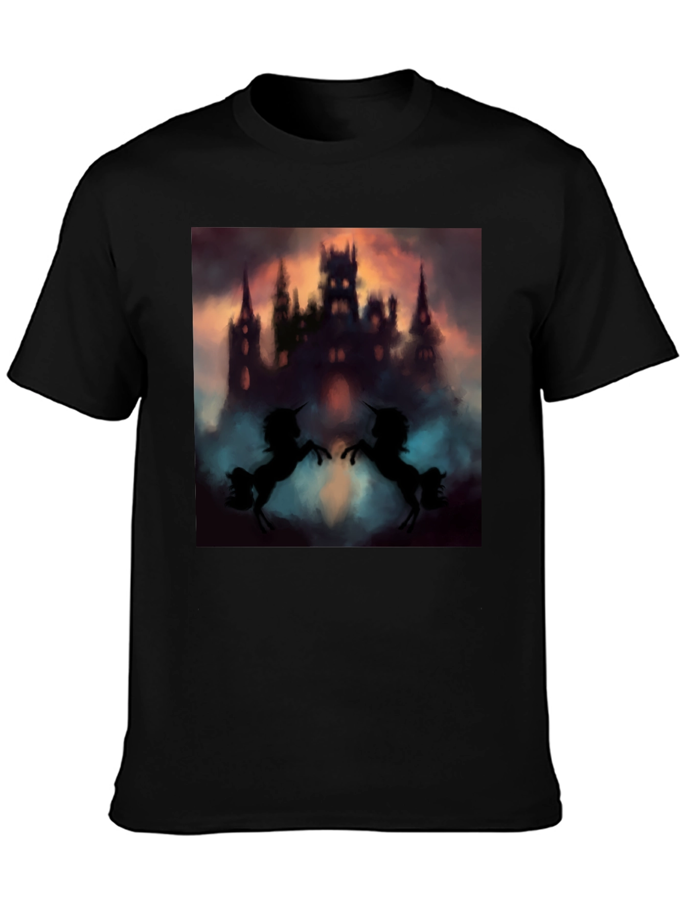 Mystical Castle Unicorn Black T-Shirt