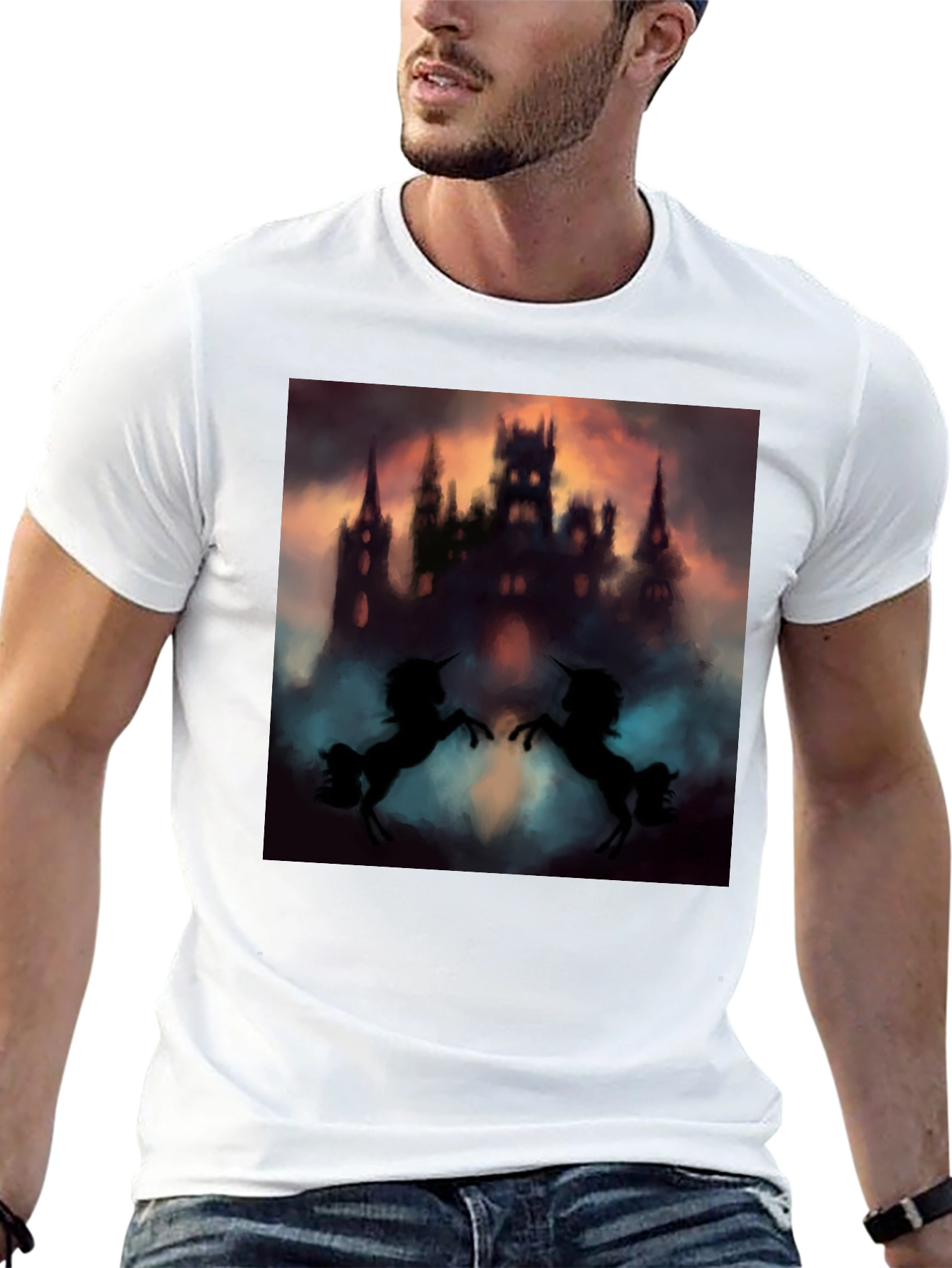 Mystical Castle Unicorn Black T-Shirt