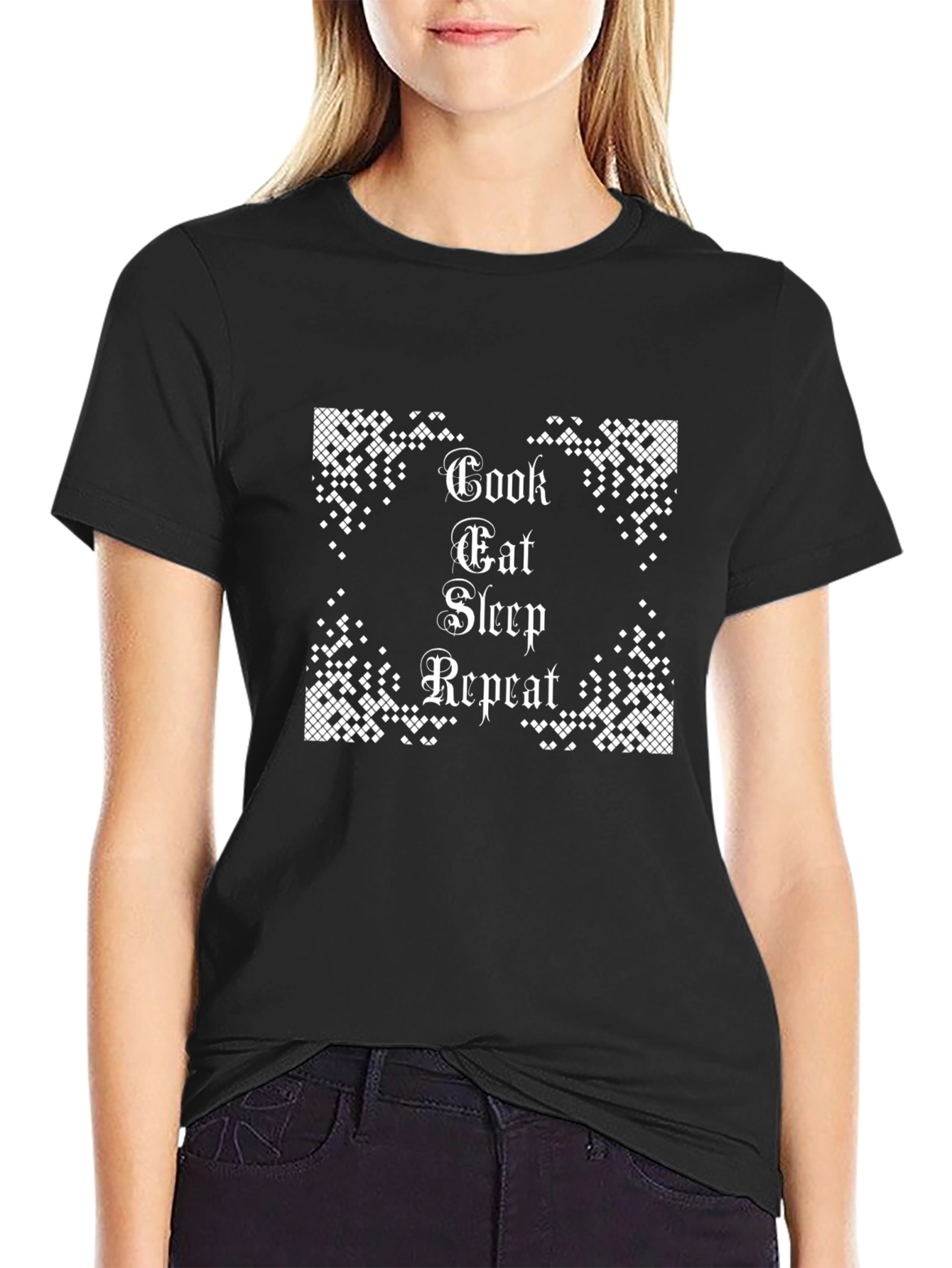 Cook Eat Sleep Repeat T-Shirt - Foodie Tee