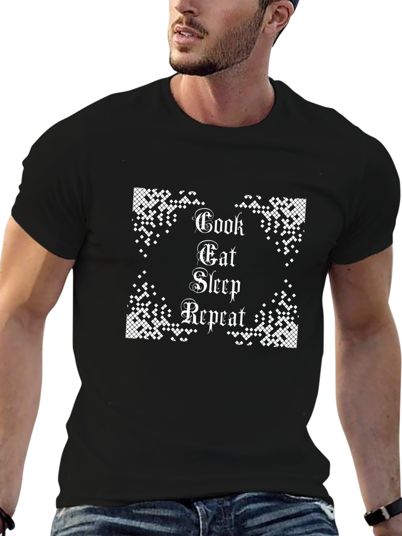 Cook Eat Sleep Repeat T-Shirt - Foodie Tee
