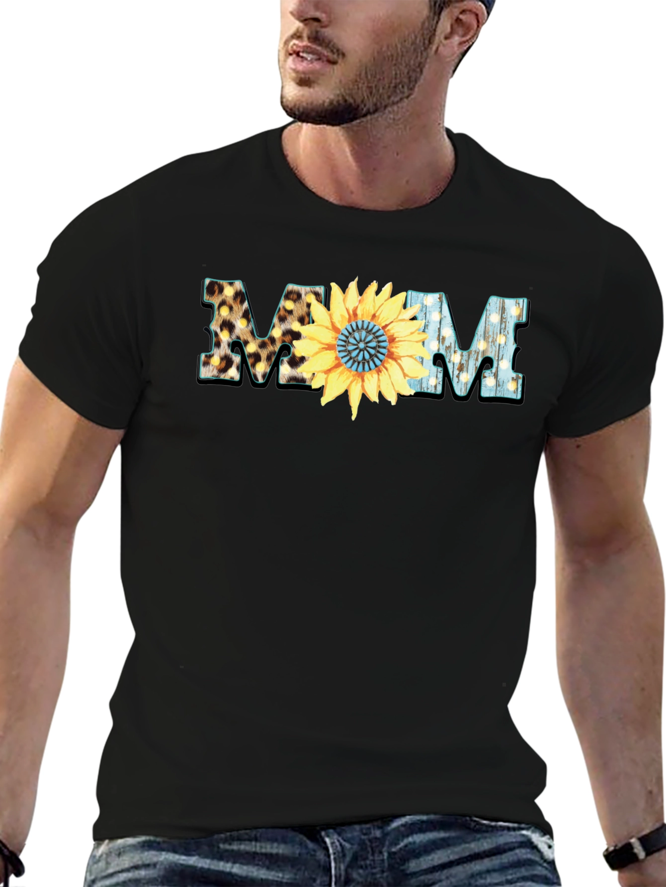 Stylish Mom Sunflower Graphic T-Shirt