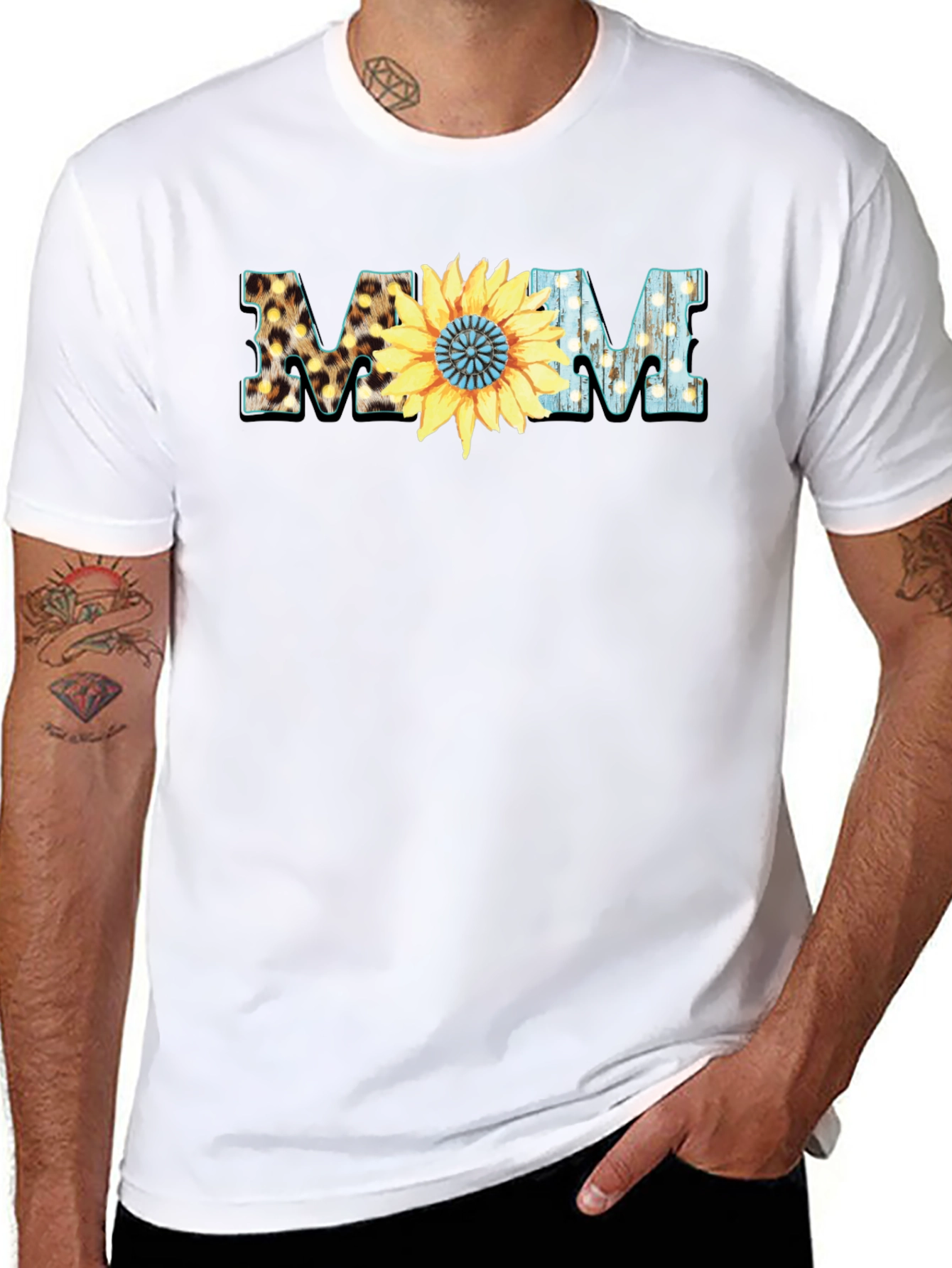 Stylish Mom Sunflower Graphic T-Shirt