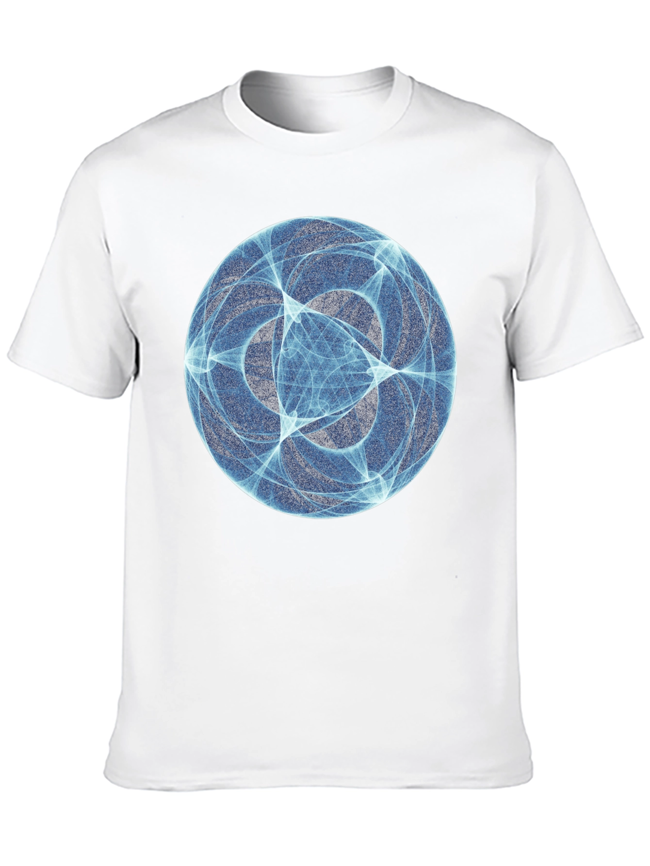 Abstract Blue Orb Graphic Black T-Shirt