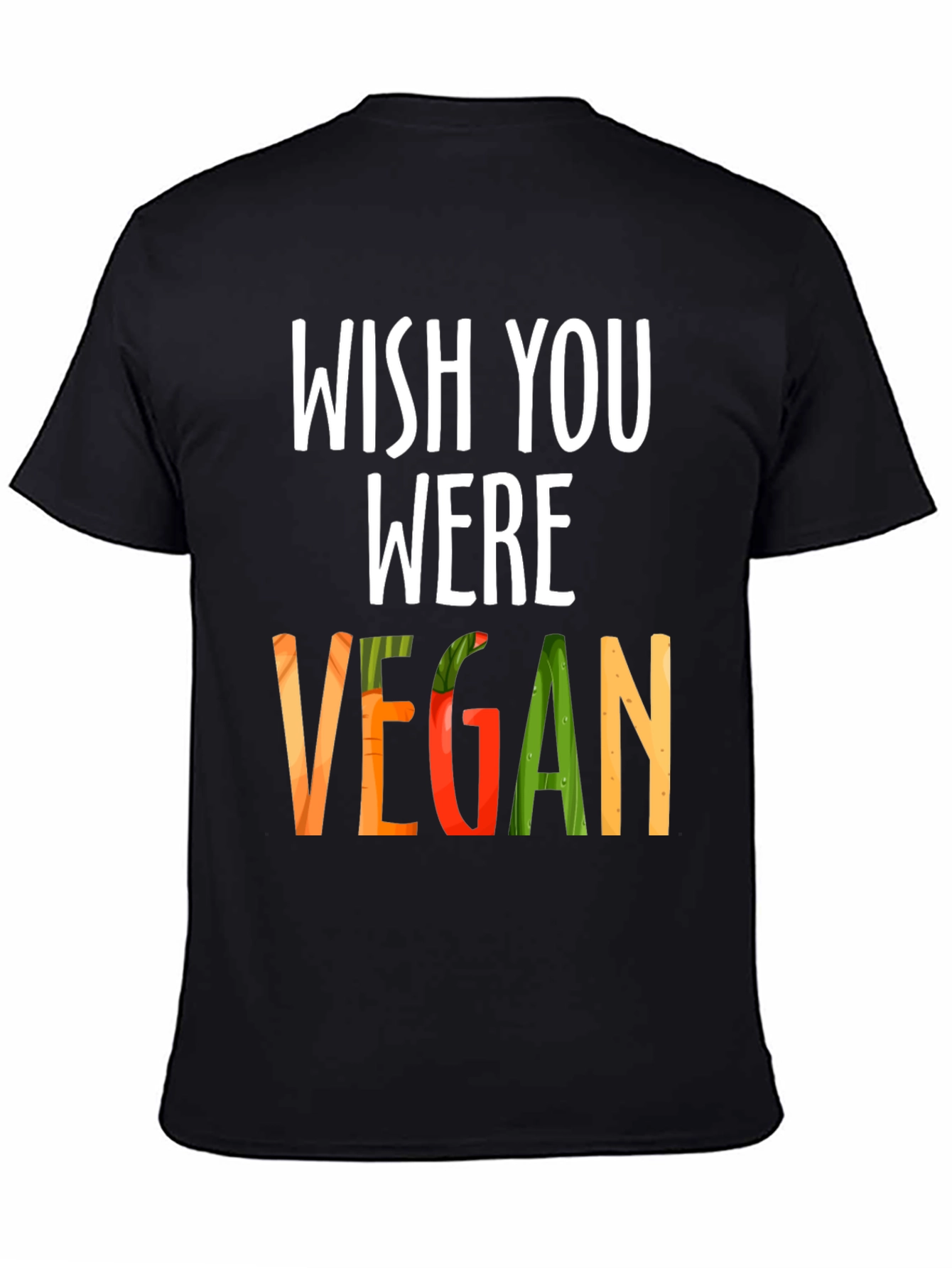 Wish You Were Vegan Graphic Tee - Black