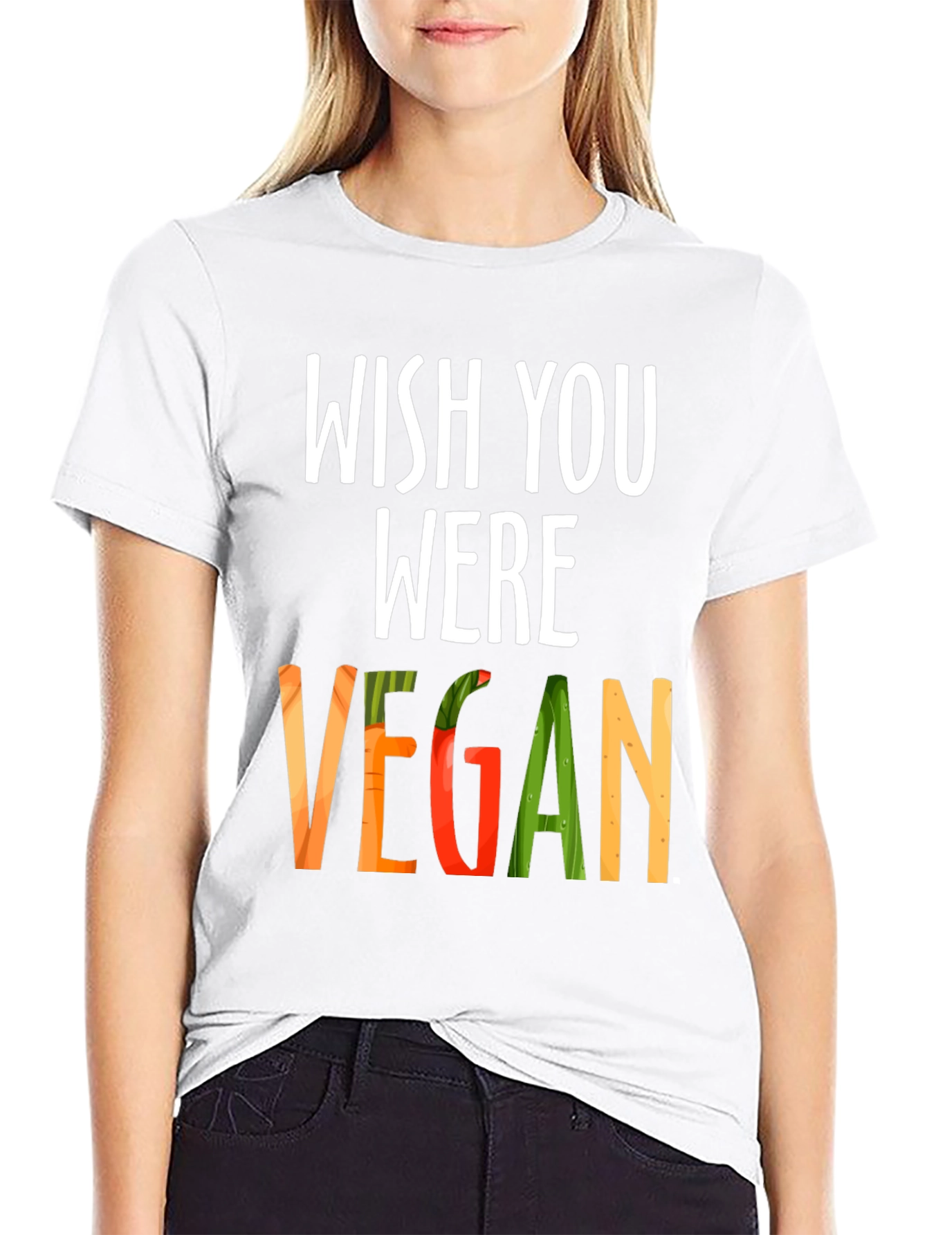 Wish You Were Vegan Graphic Tee - Black