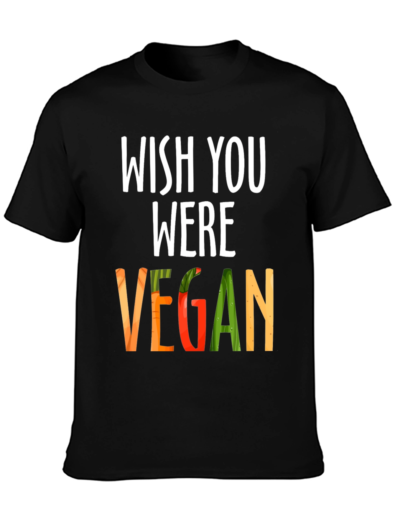 Wish You Were Vegan Graphic Tee - Black