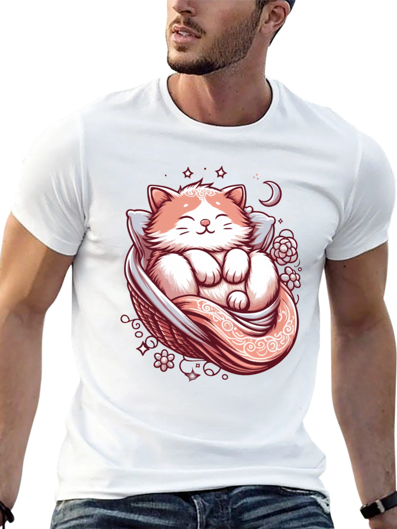 Cute Sleeping Cat Graphic Tee