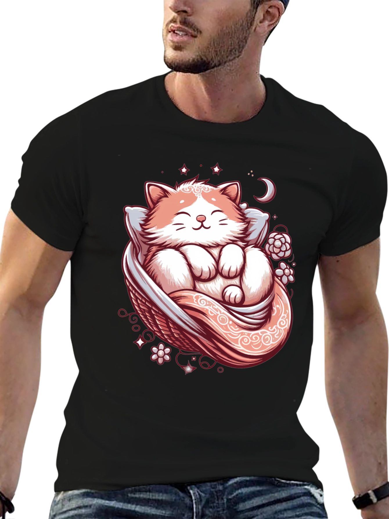 Cute Sleeping Cat Graphic Tee