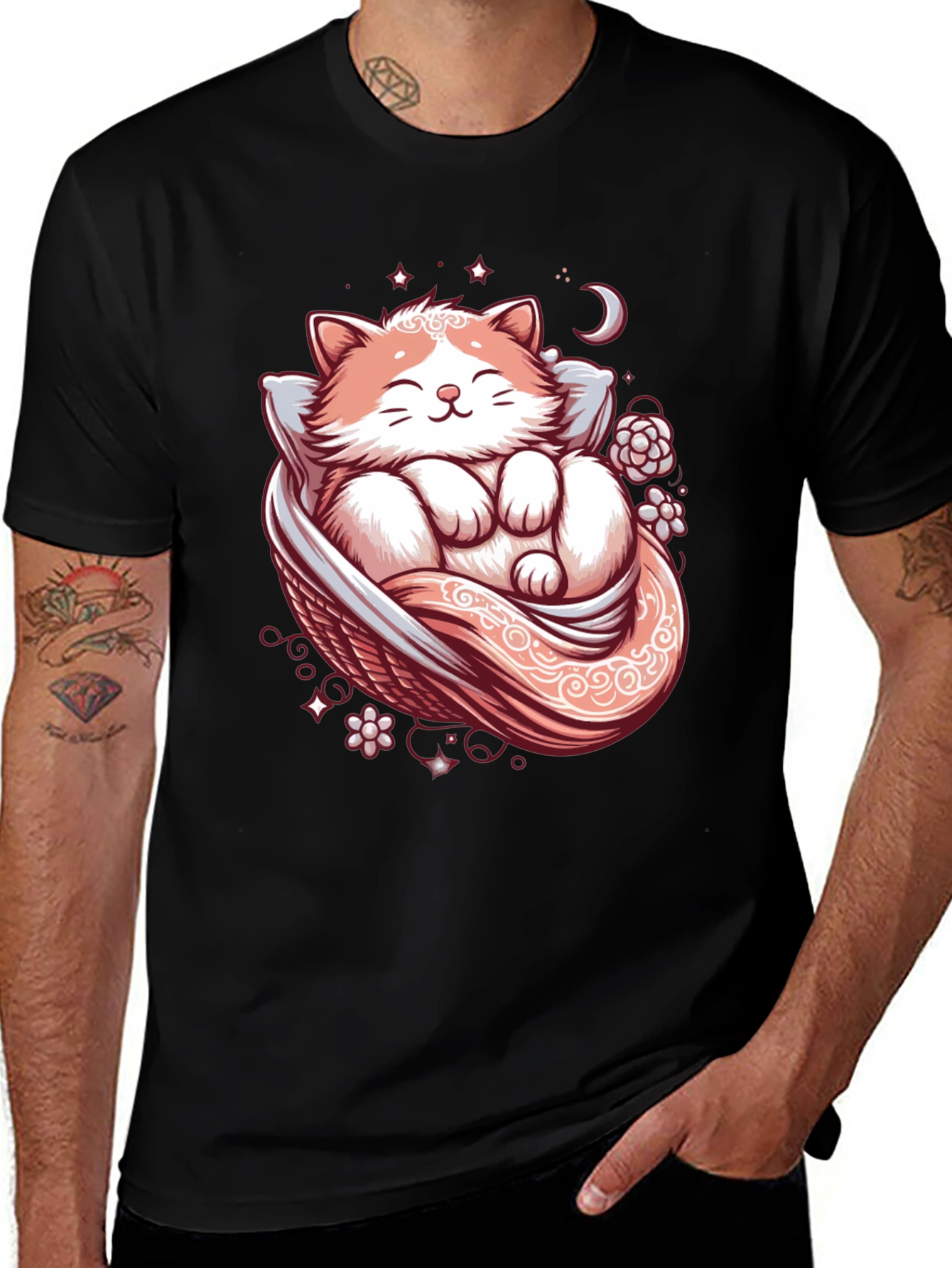 Cute Sleeping Cat Graphic Tee
