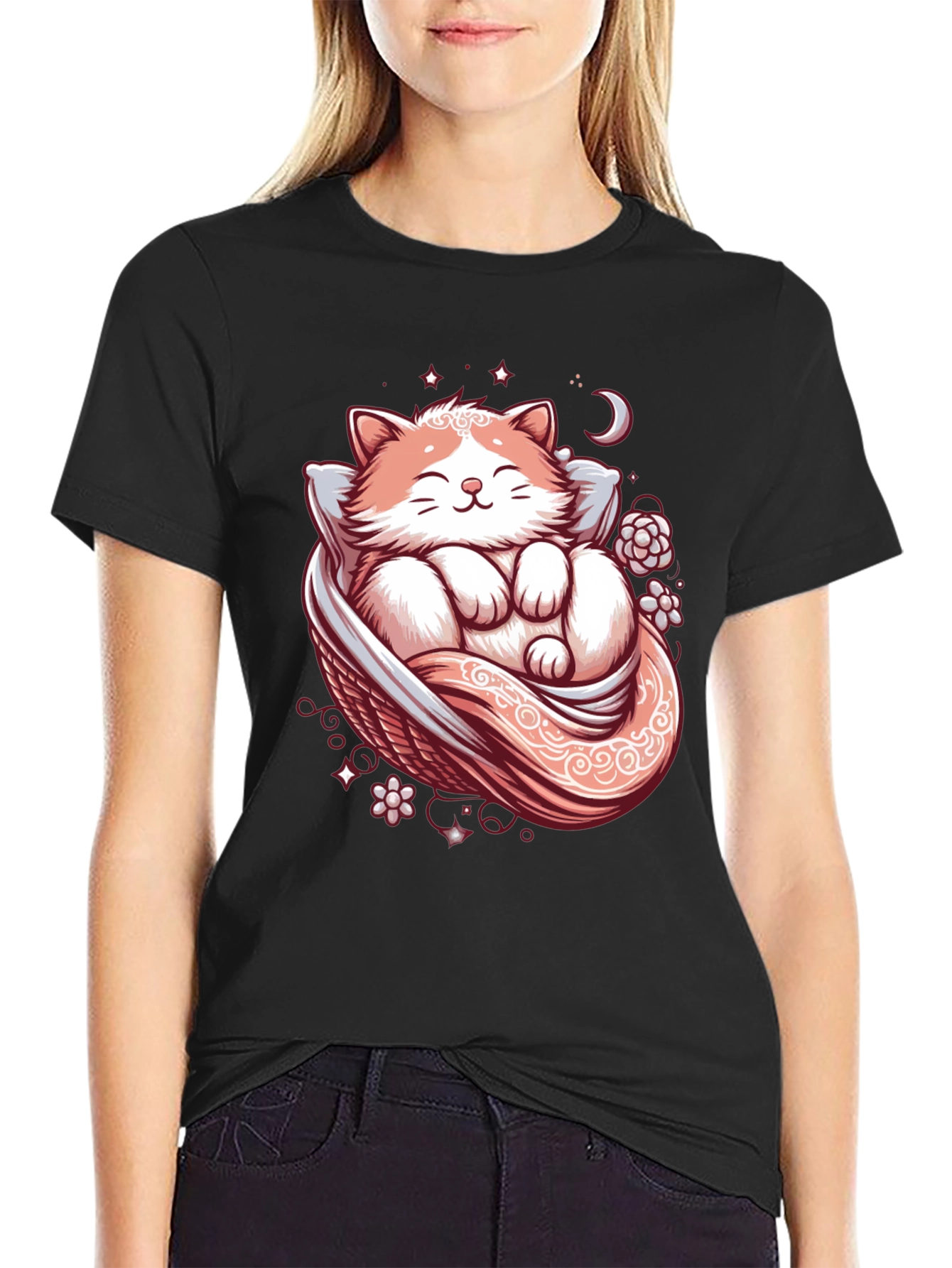 Cute Sleeping Cat Graphic Tee