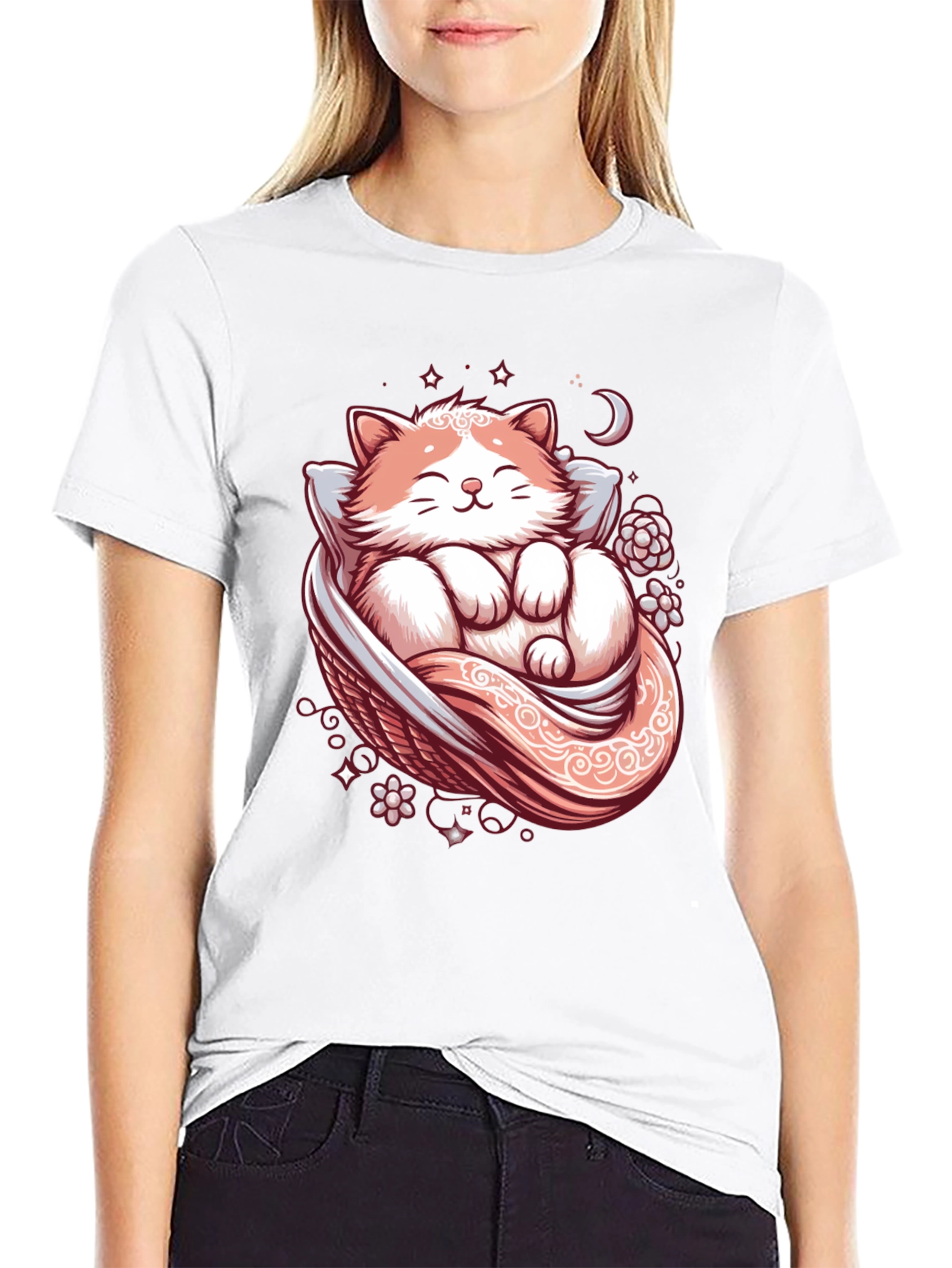 Cute Sleeping Cat Graphic Tee