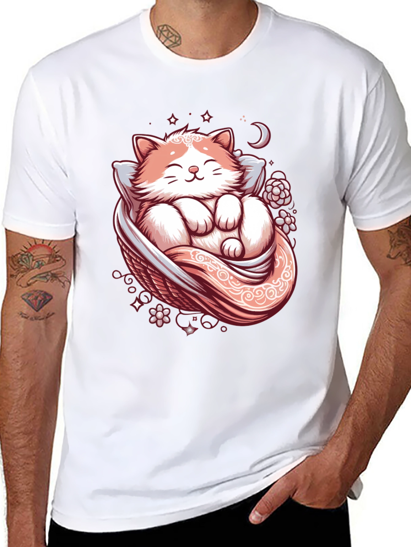 Cute Sleeping Cat Graphic Tee