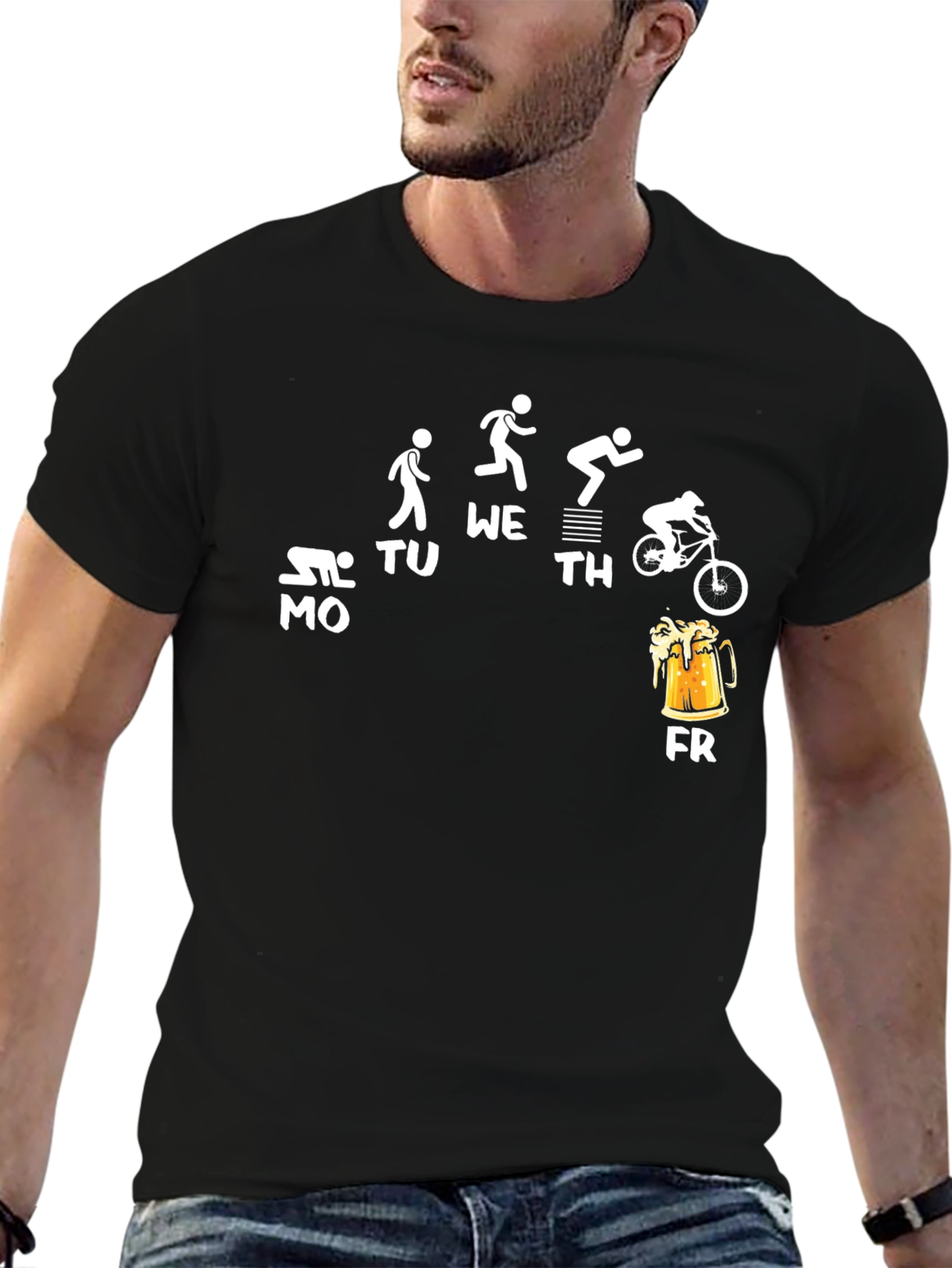 Workout Week Black T-Shirt: Gym to Beer