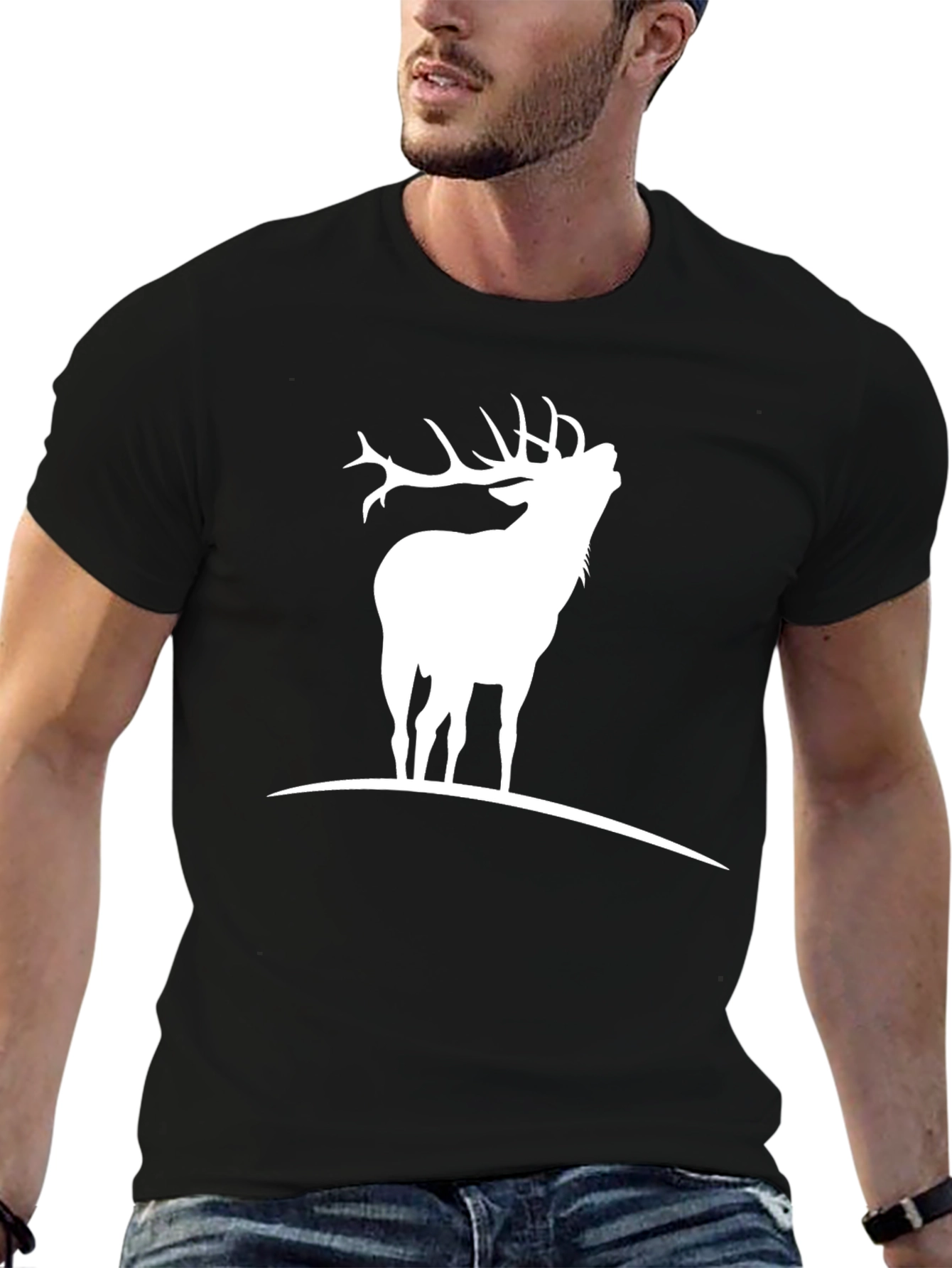 Black Deer Silhouette Graphic Tee