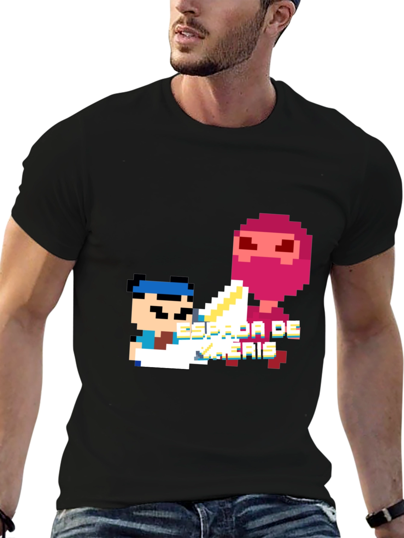 Pixel Art Ninja Graphic Tee - Black