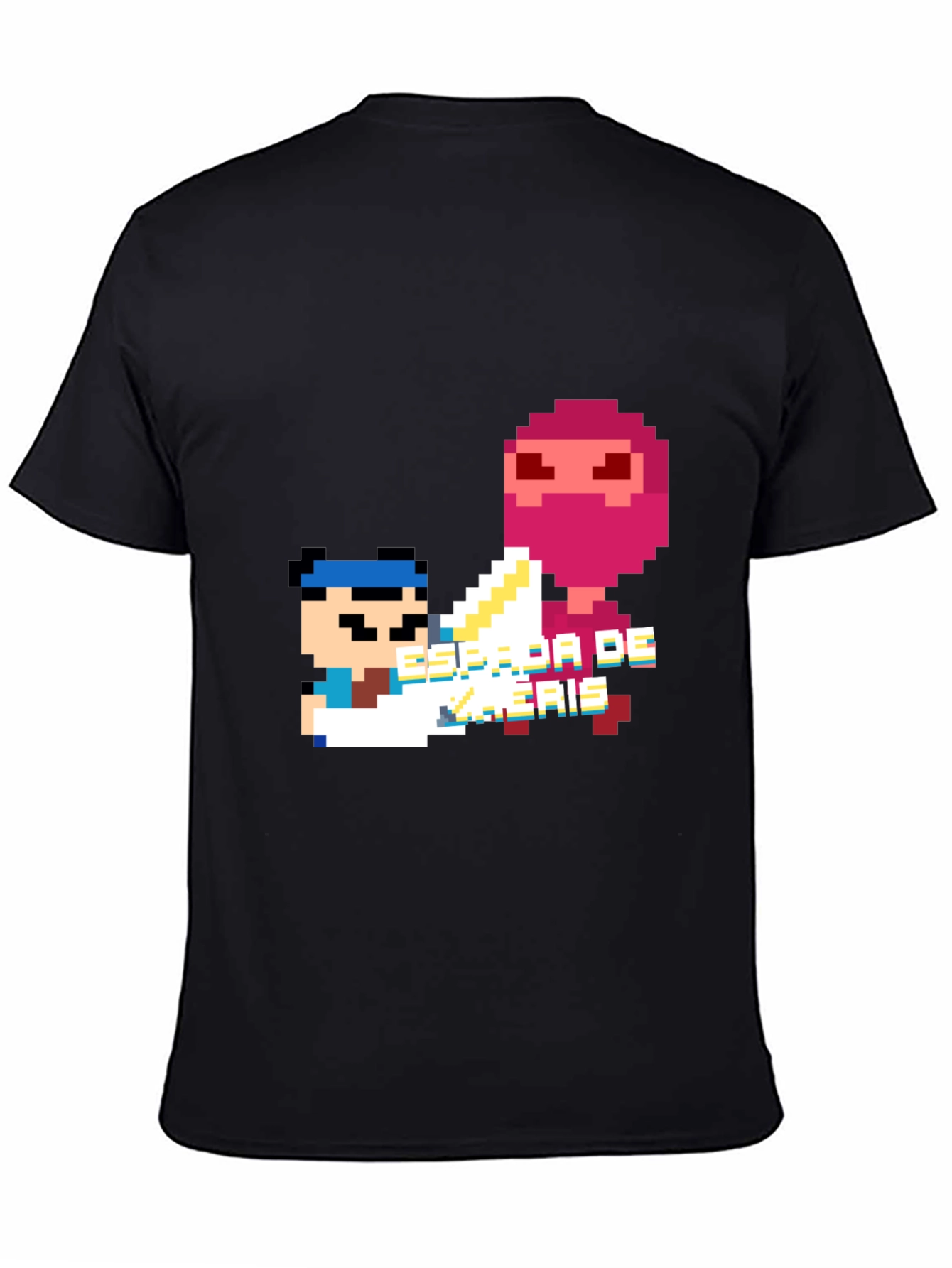 Pixel Art Ninja Graphic Tee - Black