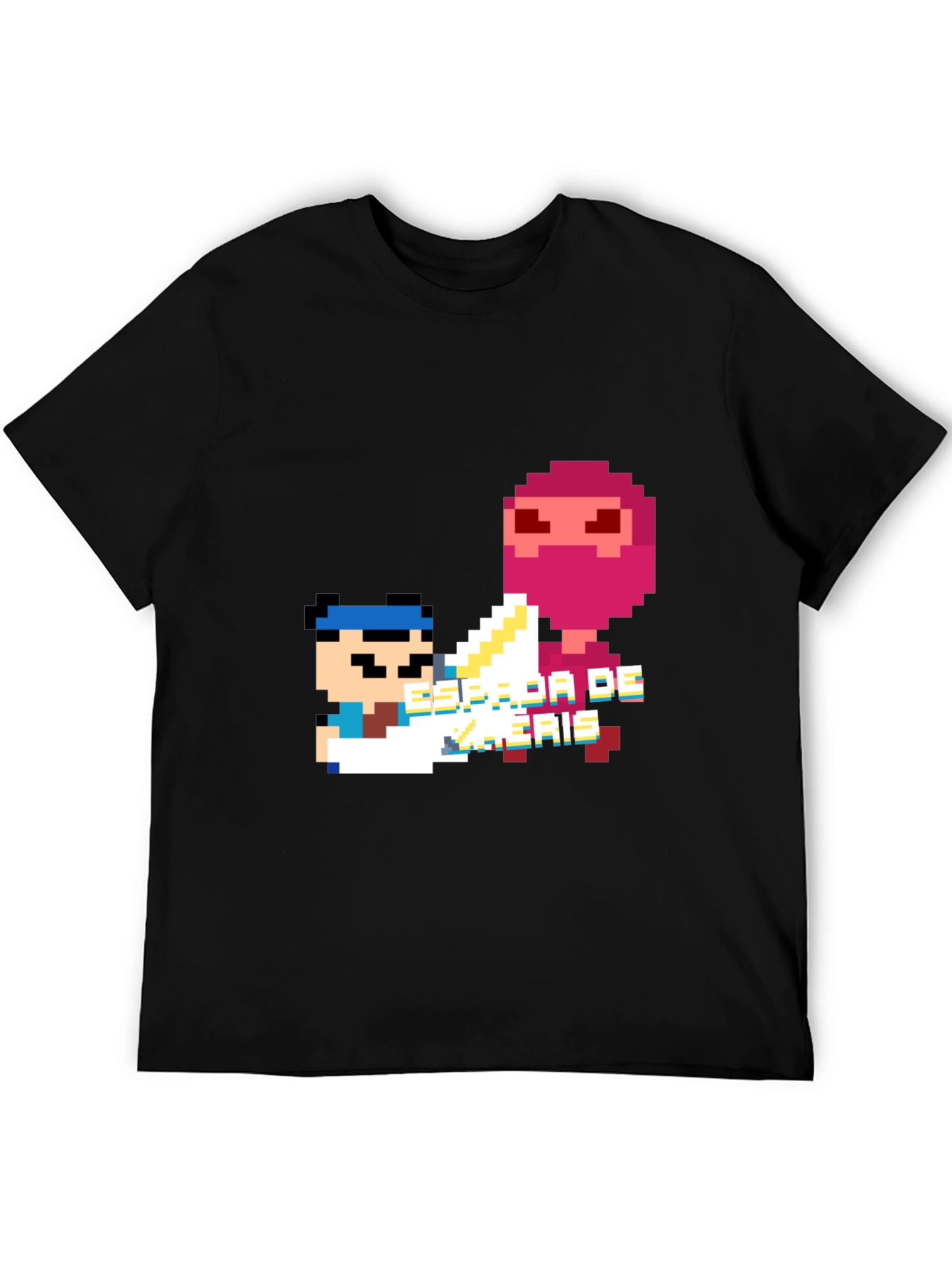 Pixel Art Ninja Graphic Tee - Black
