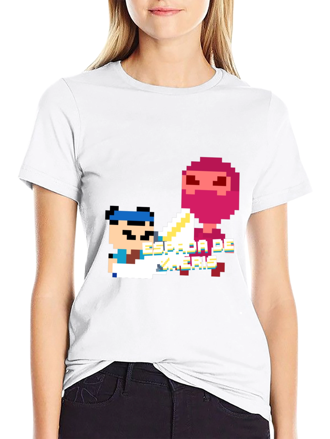Pixel Art Ninja Graphic Tee - Black